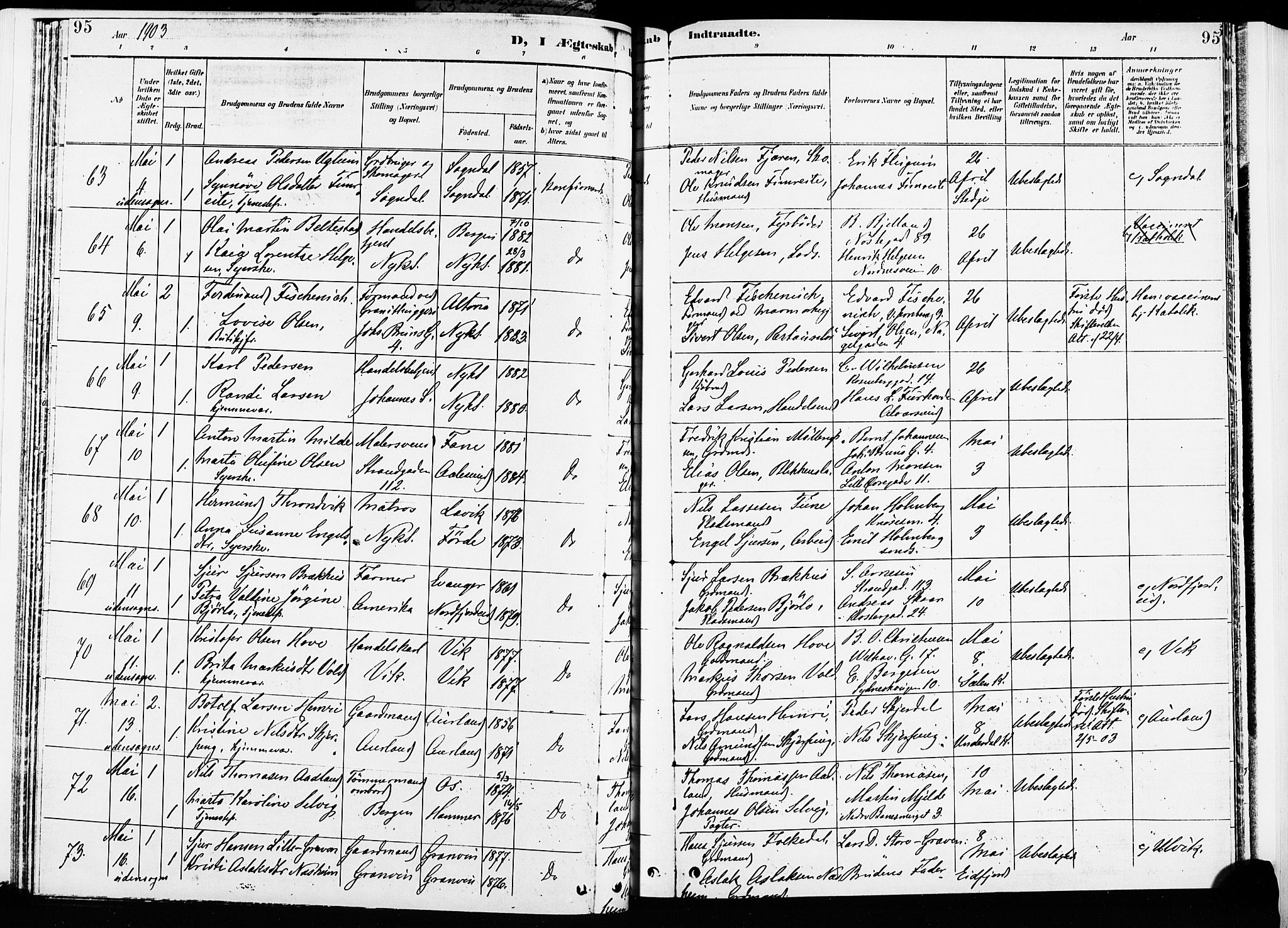 Nykirken Sokneprestembete, AV/SAB-A-77101/H/Hab: Klokkerbok nr. D 2, 1896-1905, s. 95