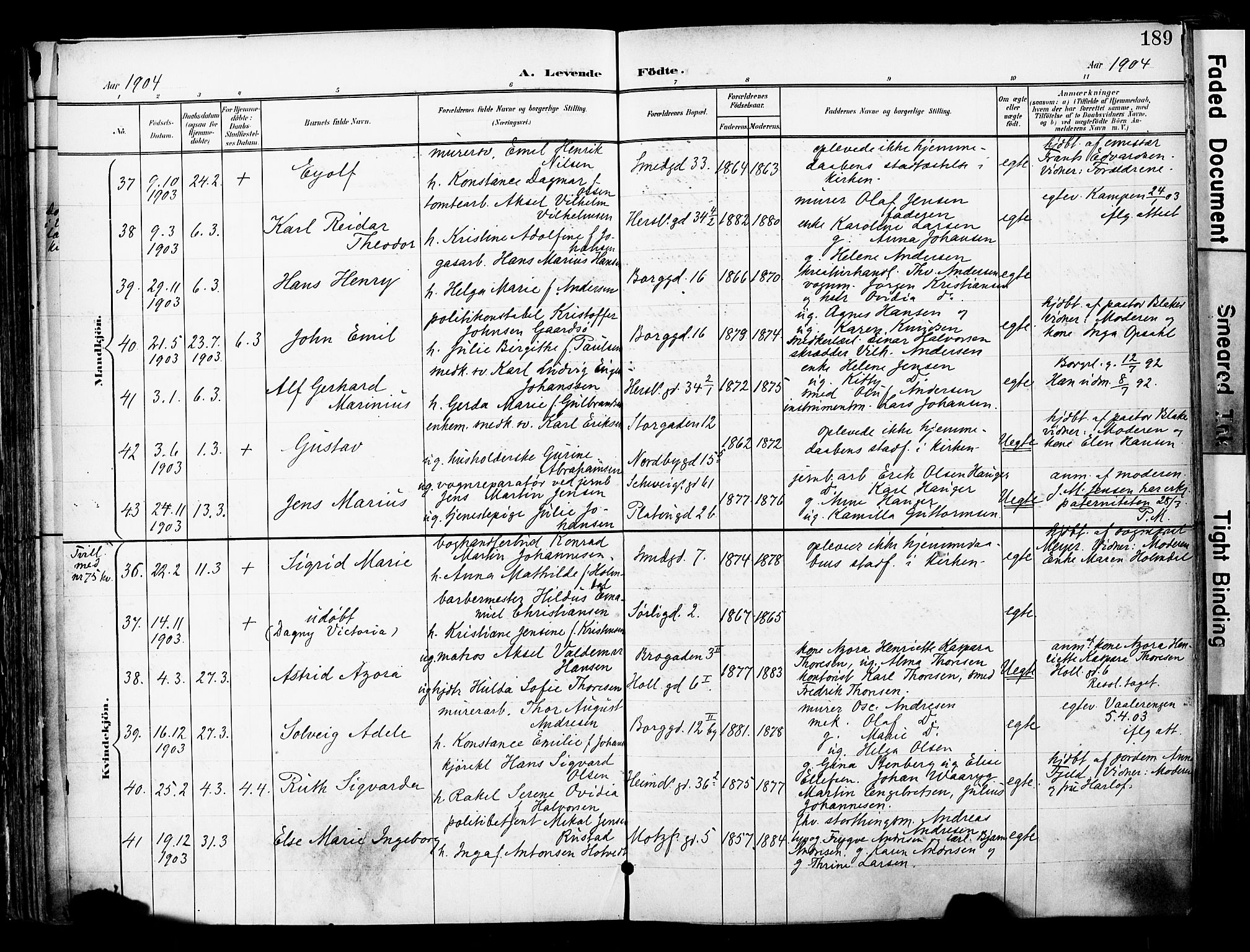 Grønland prestekontor Kirkebøker, AV/SAO-A-10848/F/Fa/L0014: Ministerialbok nr. 14, 1900-1911, s. 189