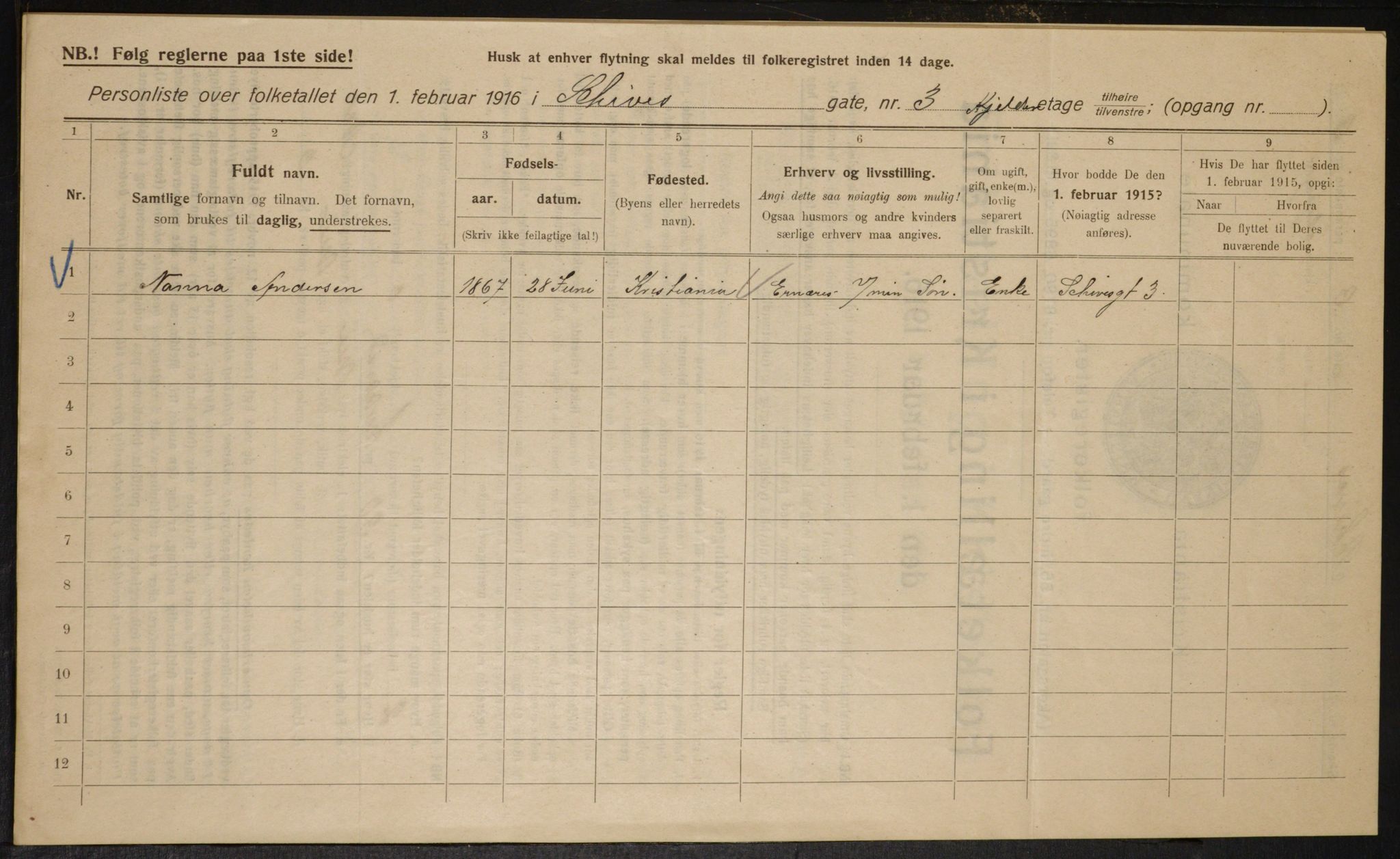 OBA, Kommunal folketelling 1.2.1916 for Kristiania, 1916, s. 91748