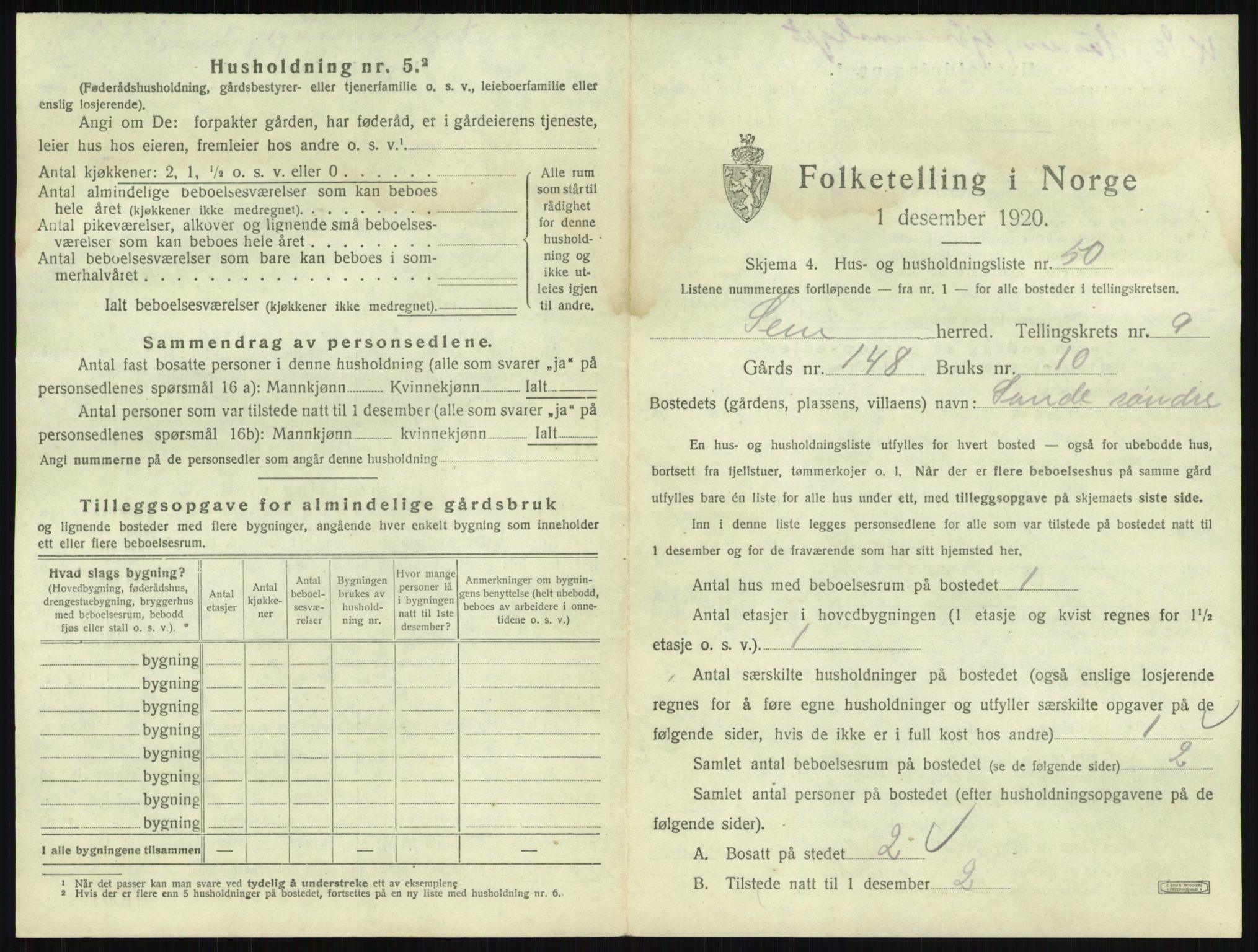 SAKO, Folketelling 1920 for 0721 Sem herred, 1920, s. 2054