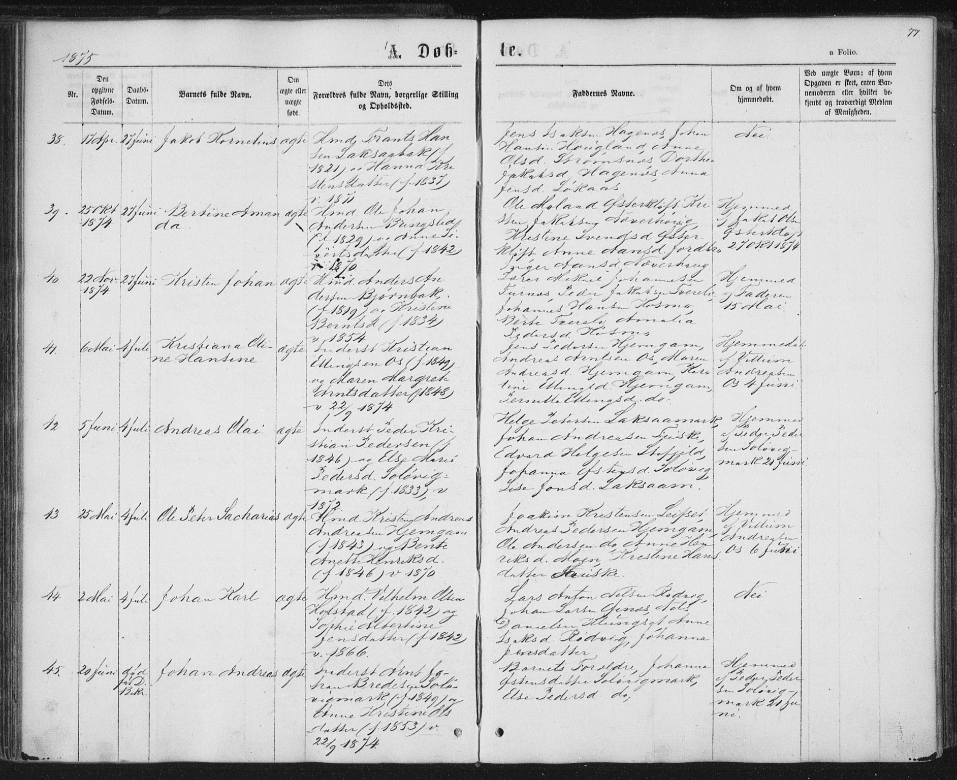 Ministerialprotokoller, klokkerbøker og fødselsregistre - Nordland, AV/SAT-A-1459/852/L0739: Ministerialbok nr. 852A09, 1866-1877, s. 77