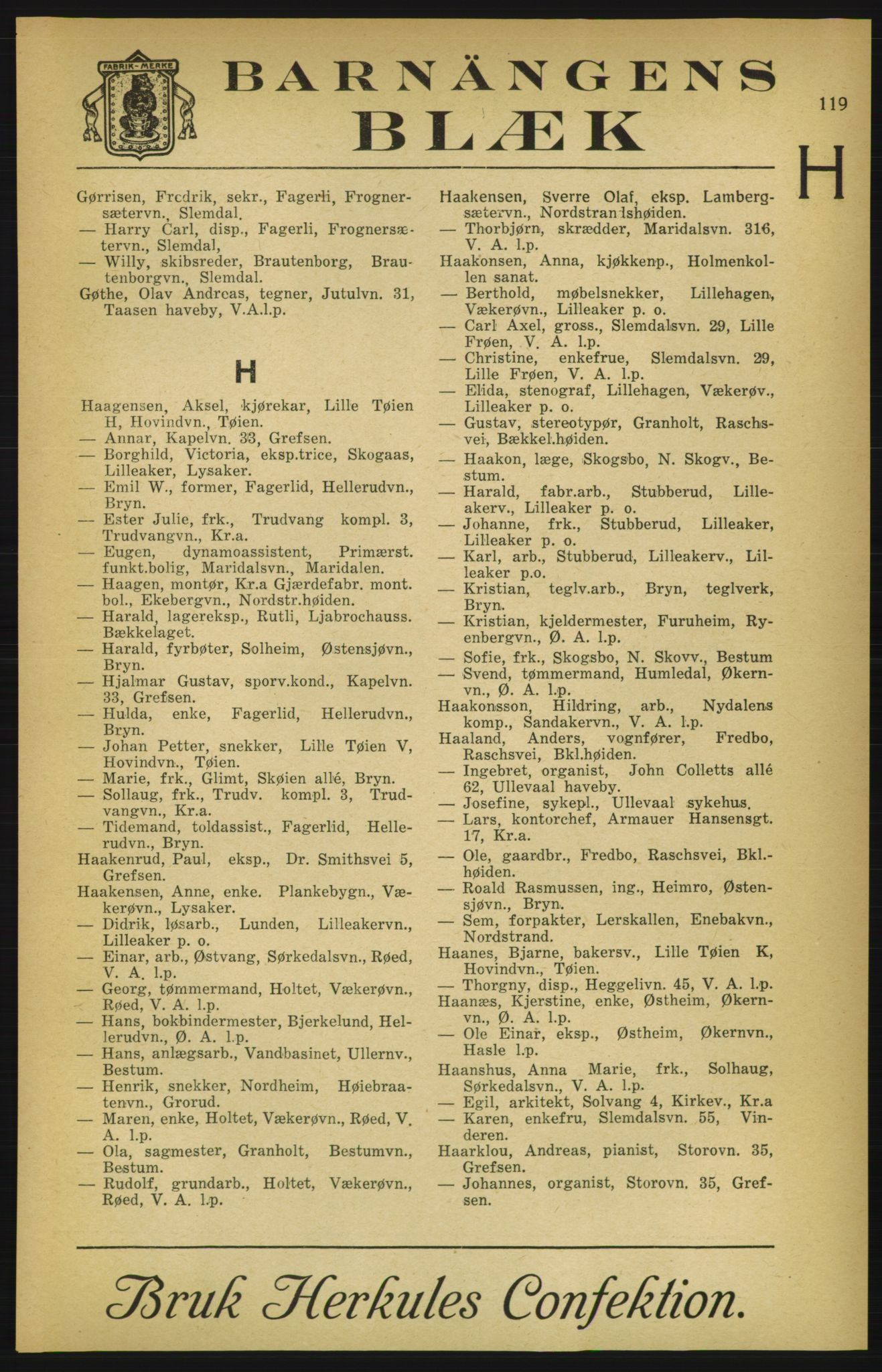 Aker adressebok/adressekalender, PUBL/001/A/003: Akers adressekalender, 1924-1925, s. 119