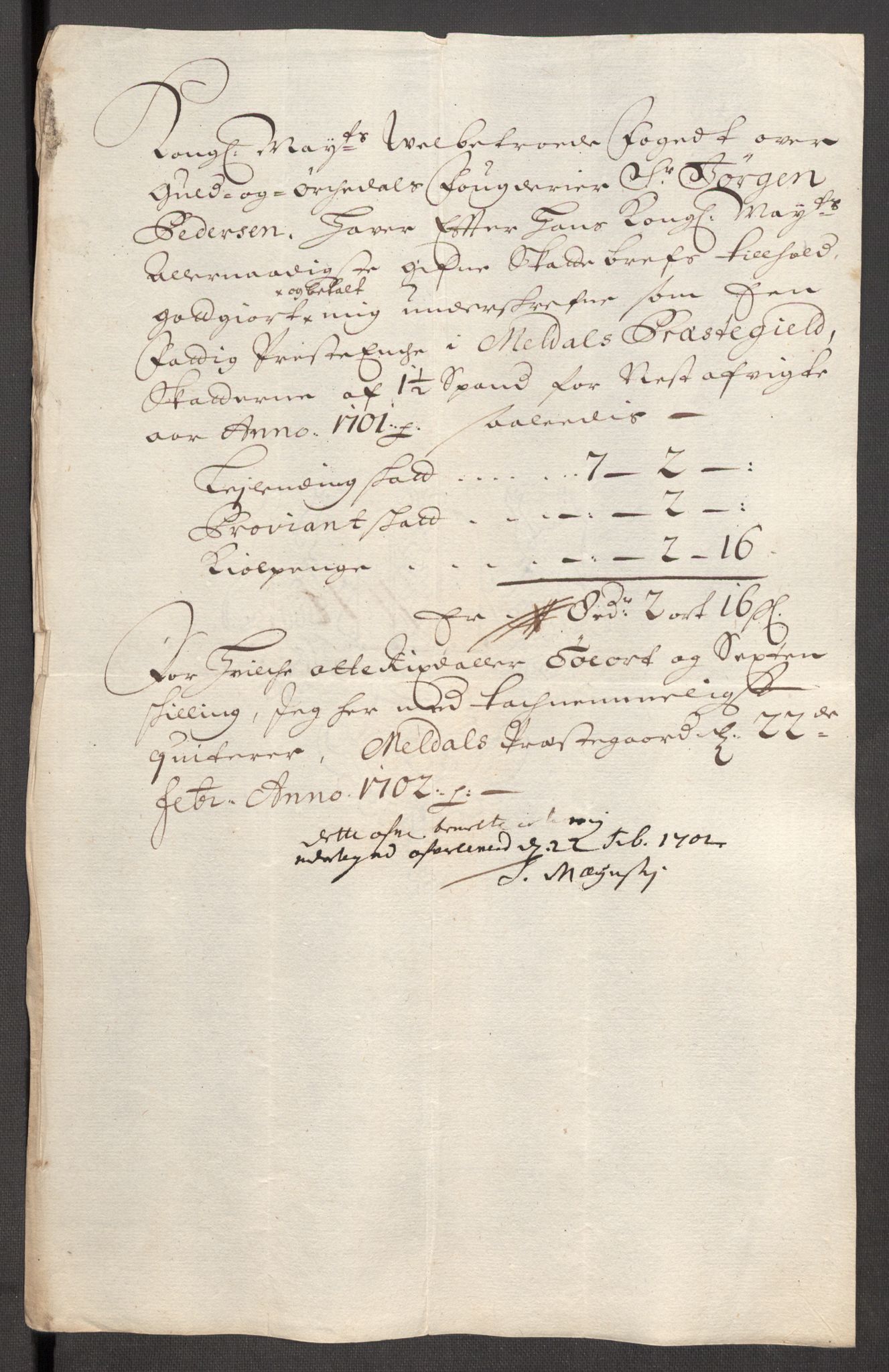 Rentekammeret inntil 1814, Reviderte regnskaper, Fogderegnskap, RA/EA-4092/R60/L3951: Fogderegnskap Orkdal og Gauldal, 1701, s. 156