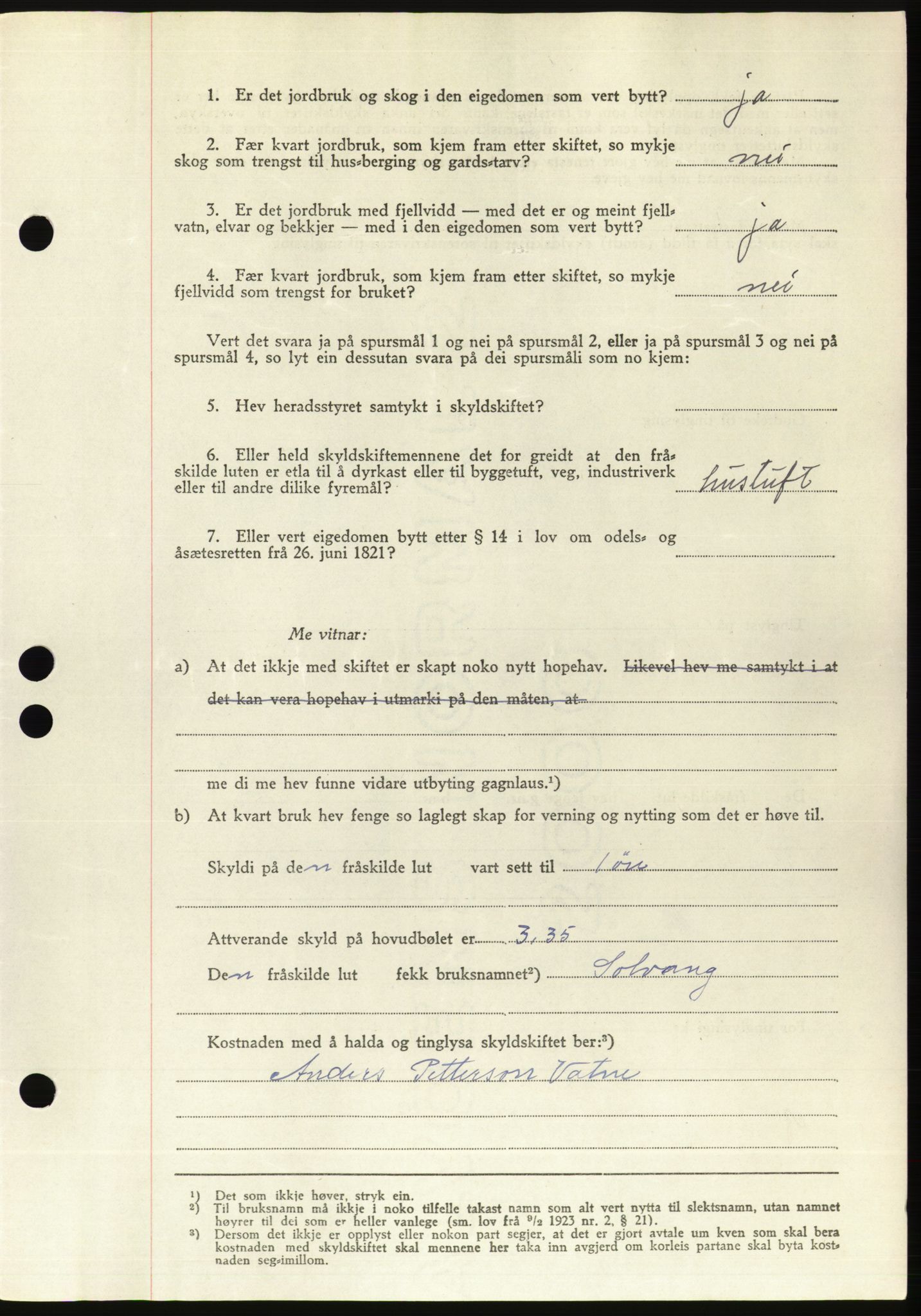 Søre Sunnmøre sorenskriveri, AV/SAT-A-4122/1/2/2C/L0076: Pantebok nr. 2A, 1943-1944, Dagboknr: 484/1944