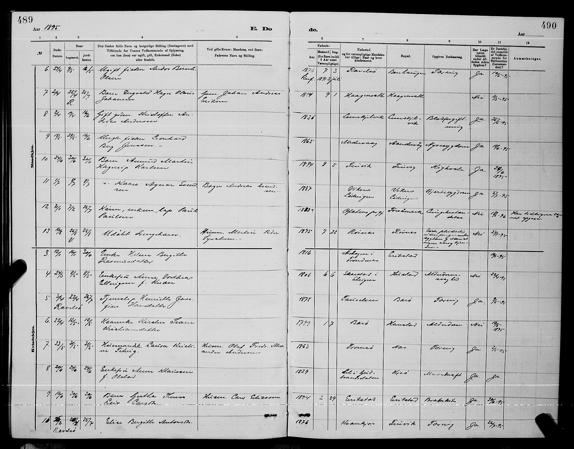 Ministerialprotokoller, klokkerbøker og fødselsregistre - Nordland, AV/SAT-A-1459/872/L1047: Klokkerbok nr. 872C03, 1880-1897, s. 489-490