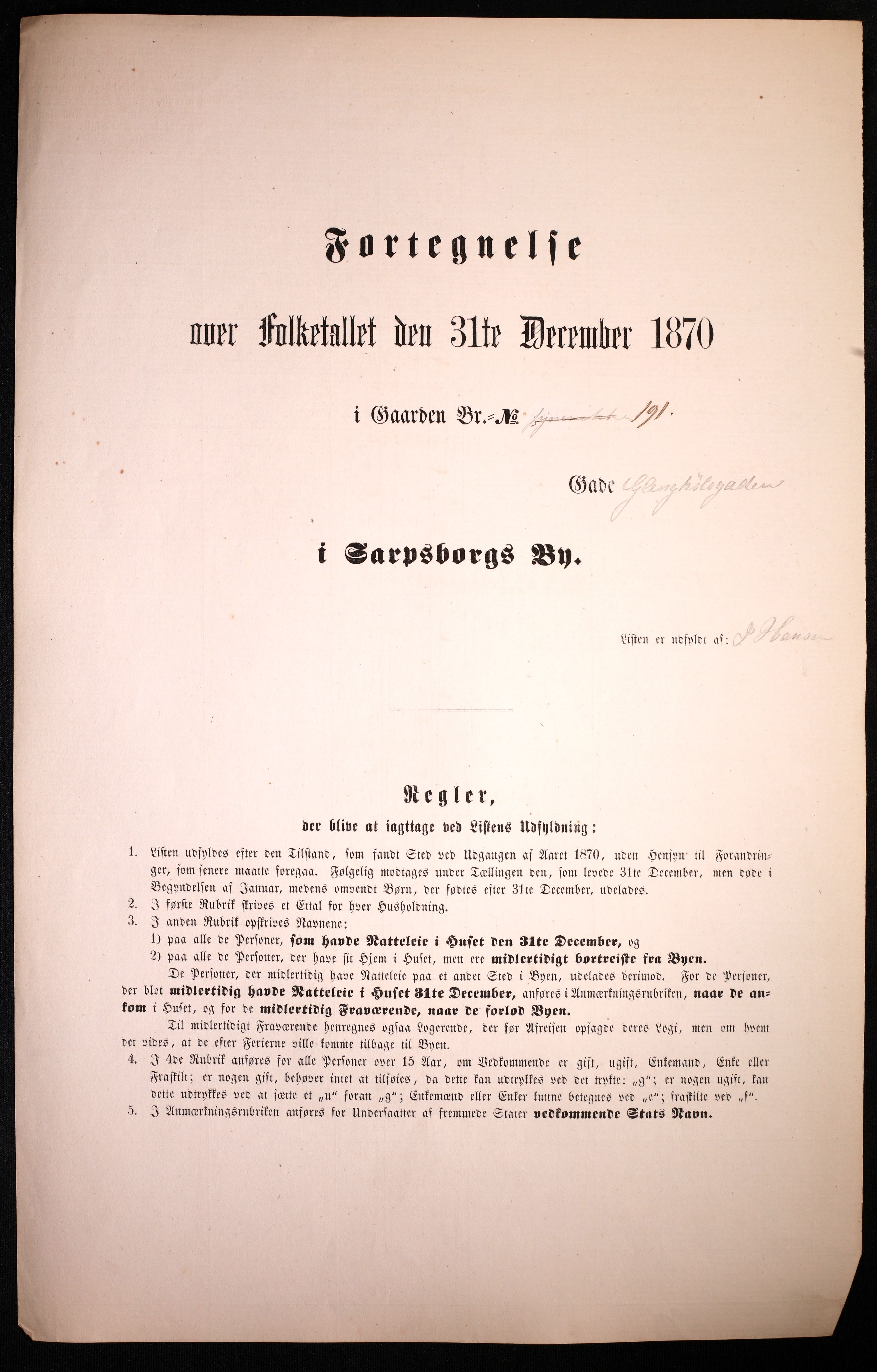 RA, Folketelling 1870 for 0102 Sarpsborg kjøpstad, 1870, s. 61