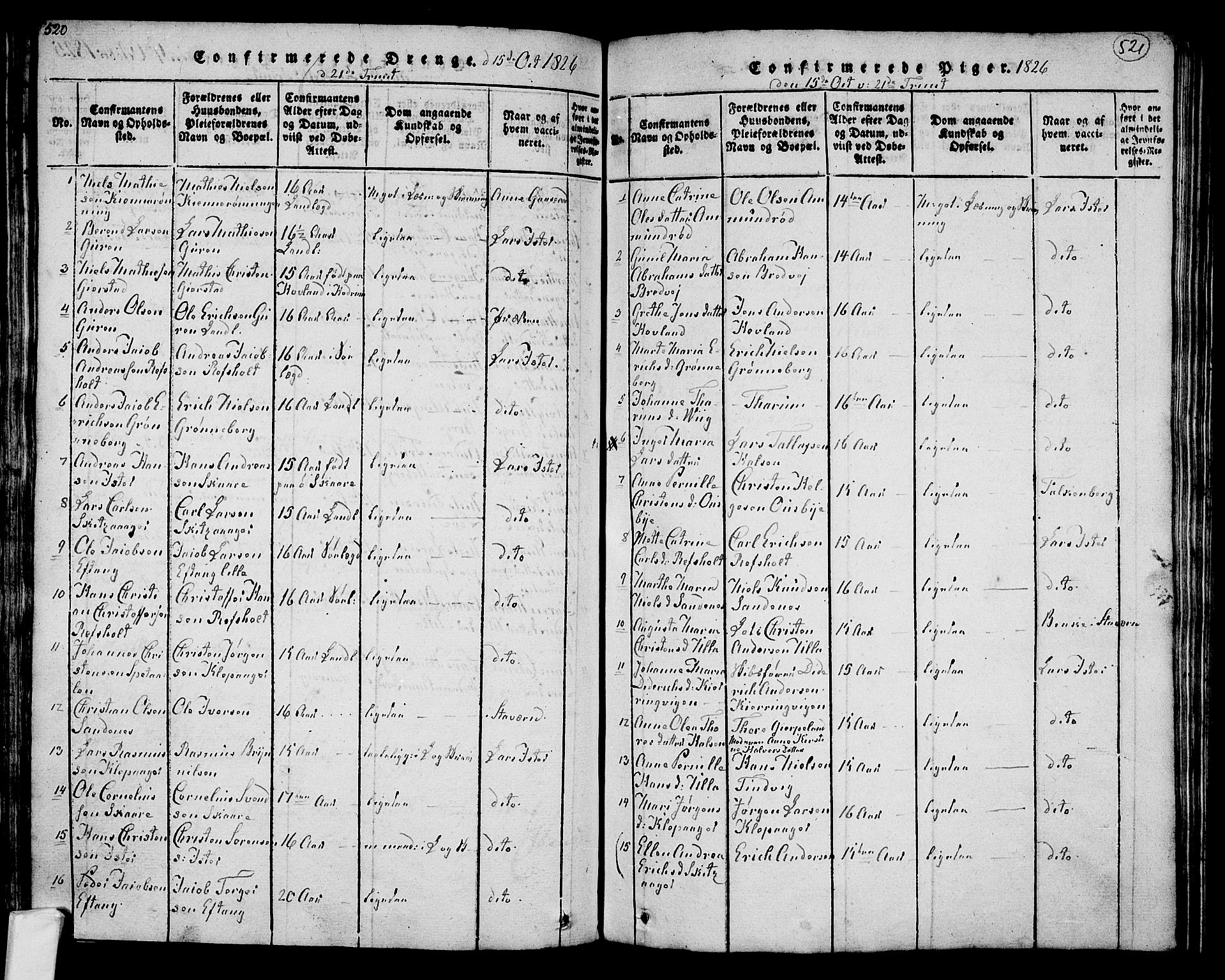 Tjølling kirkebøker, AV/SAKO-A-60/F/Fa/L0005: Ministerialbok nr. 5, 1814-1836, s. 520-521