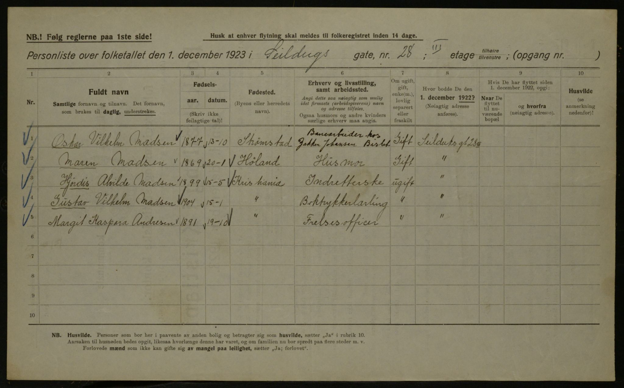 OBA, Kommunal folketelling 1.12.1923 for Kristiania, 1923, s. 104767