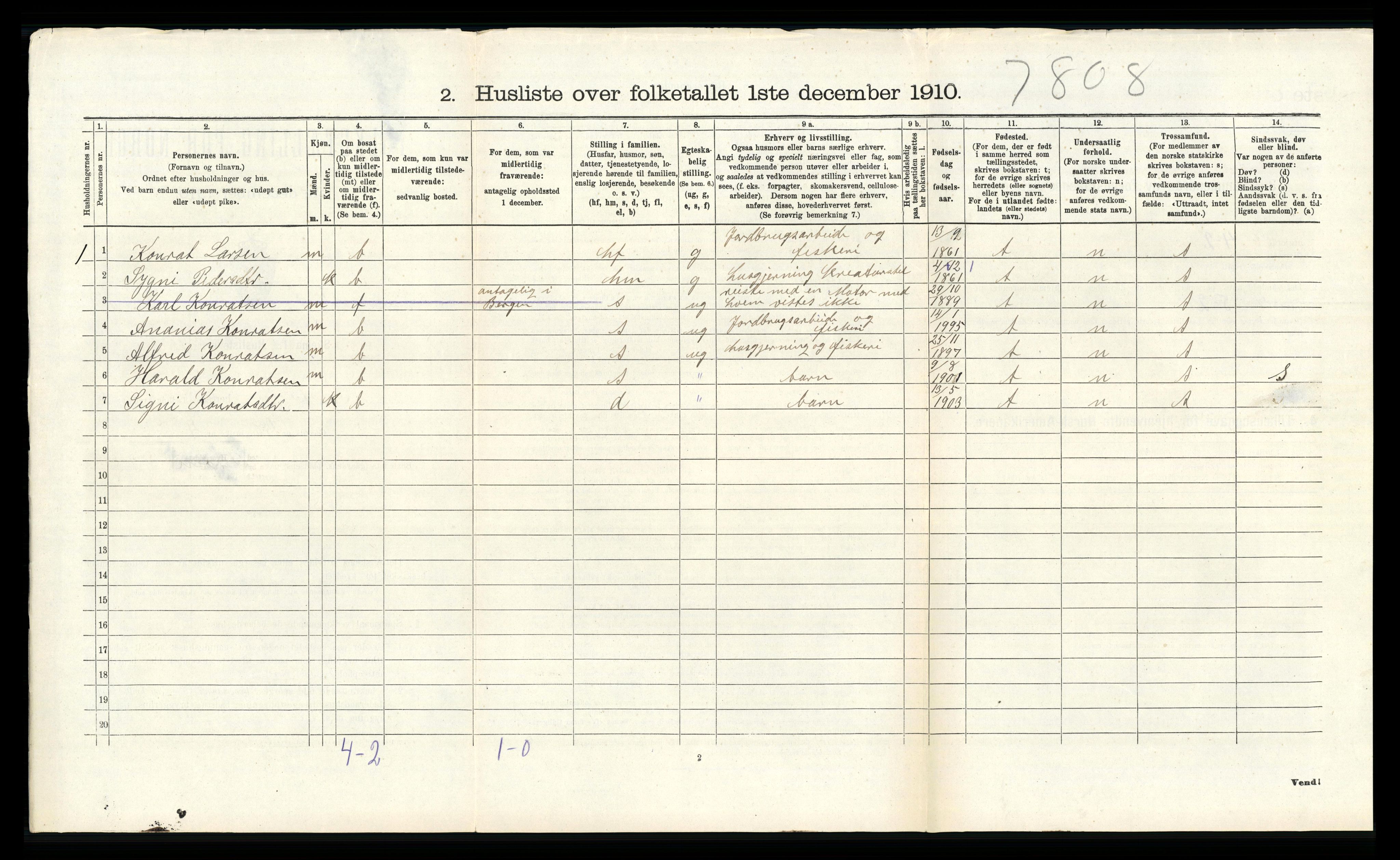 RA, Folketelling 1910 for 1264 Austrheim herred, 1910, s. 417