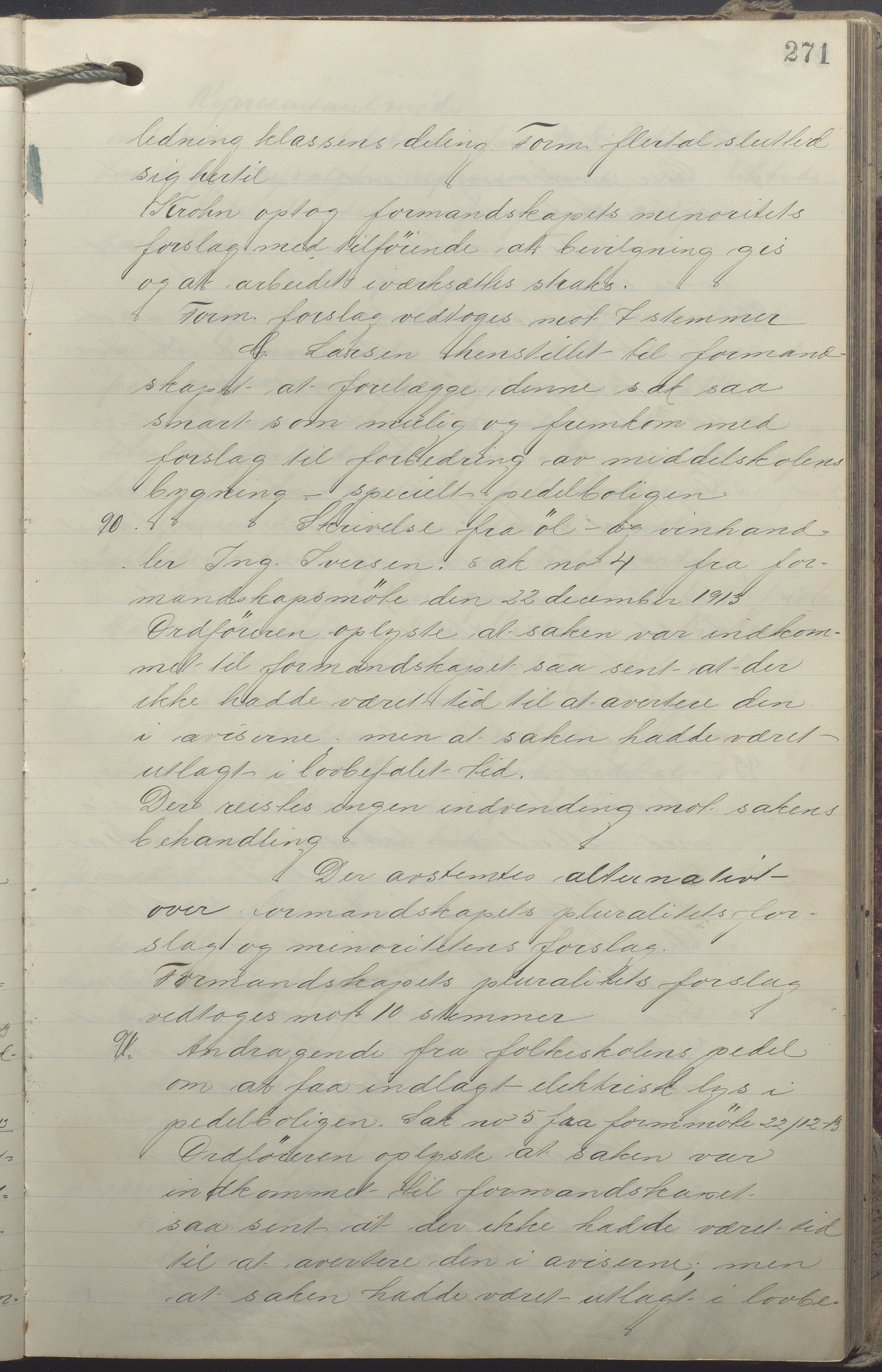 Egersund kommune (Ladested) - Formannskapet, IKAR/K-100502/A/L0008: Forhandlingsprotokoll, 1912-1916, s. 271