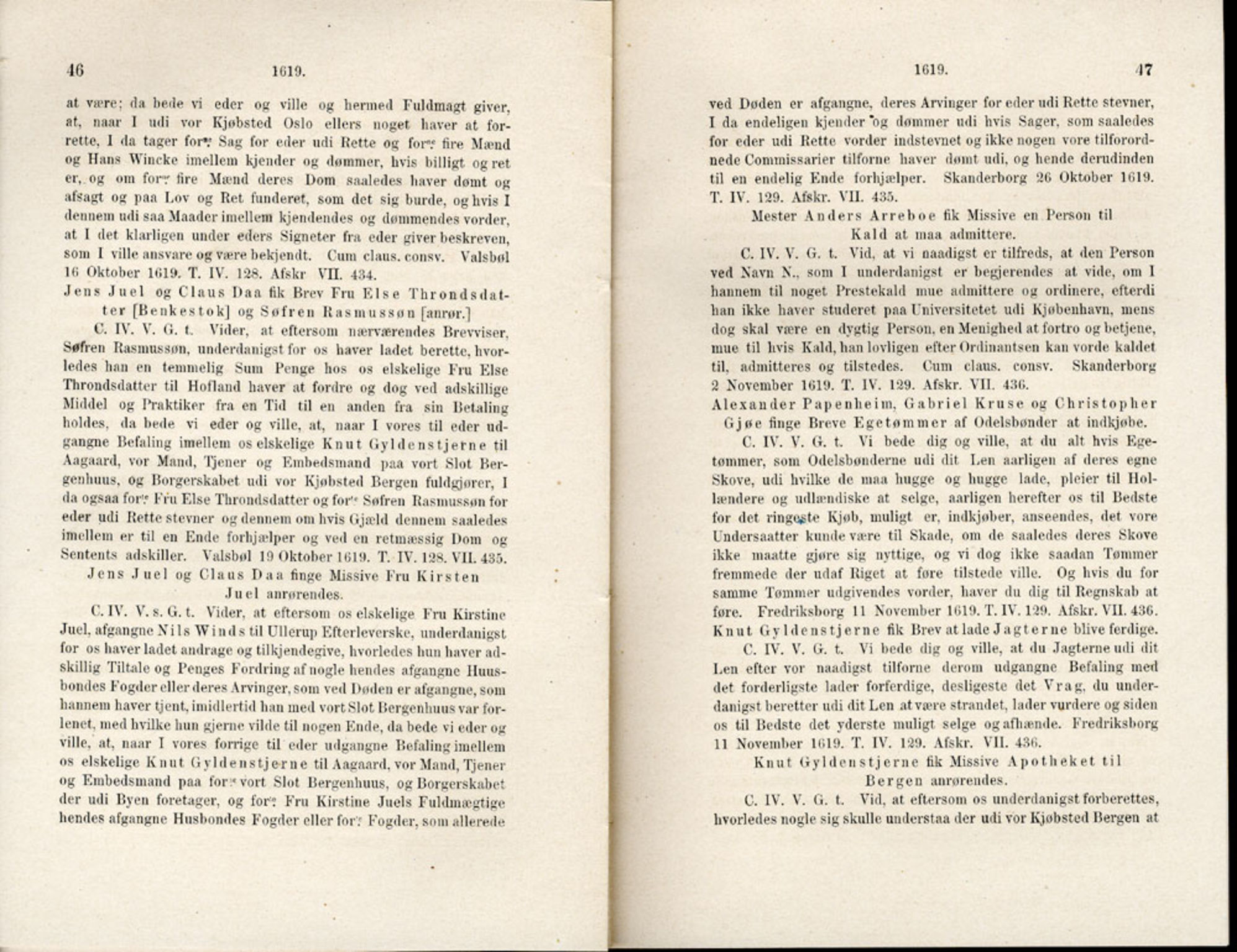 Publikasjoner utgitt av Det Norske Historiske Kildeskriftfond, PUBL/-/-/-: Norske Rigs-Registranter, bind 5, 1619-1627, s. 46-47