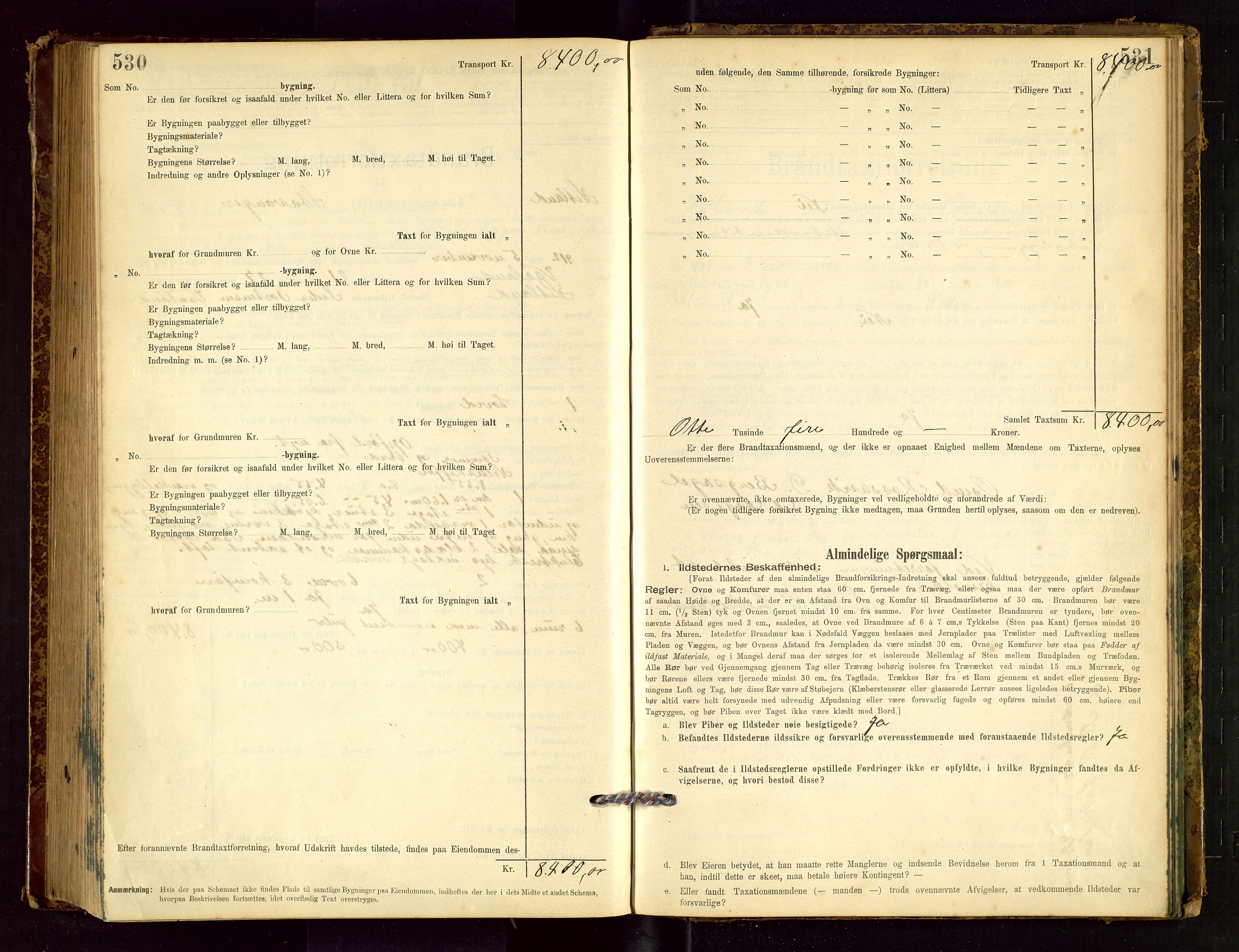 Hetland lensmannskontor, SAST/A-100101/Gob/L0001: "Brandtaxationsprotokol", 1895-1918, s. 530-531