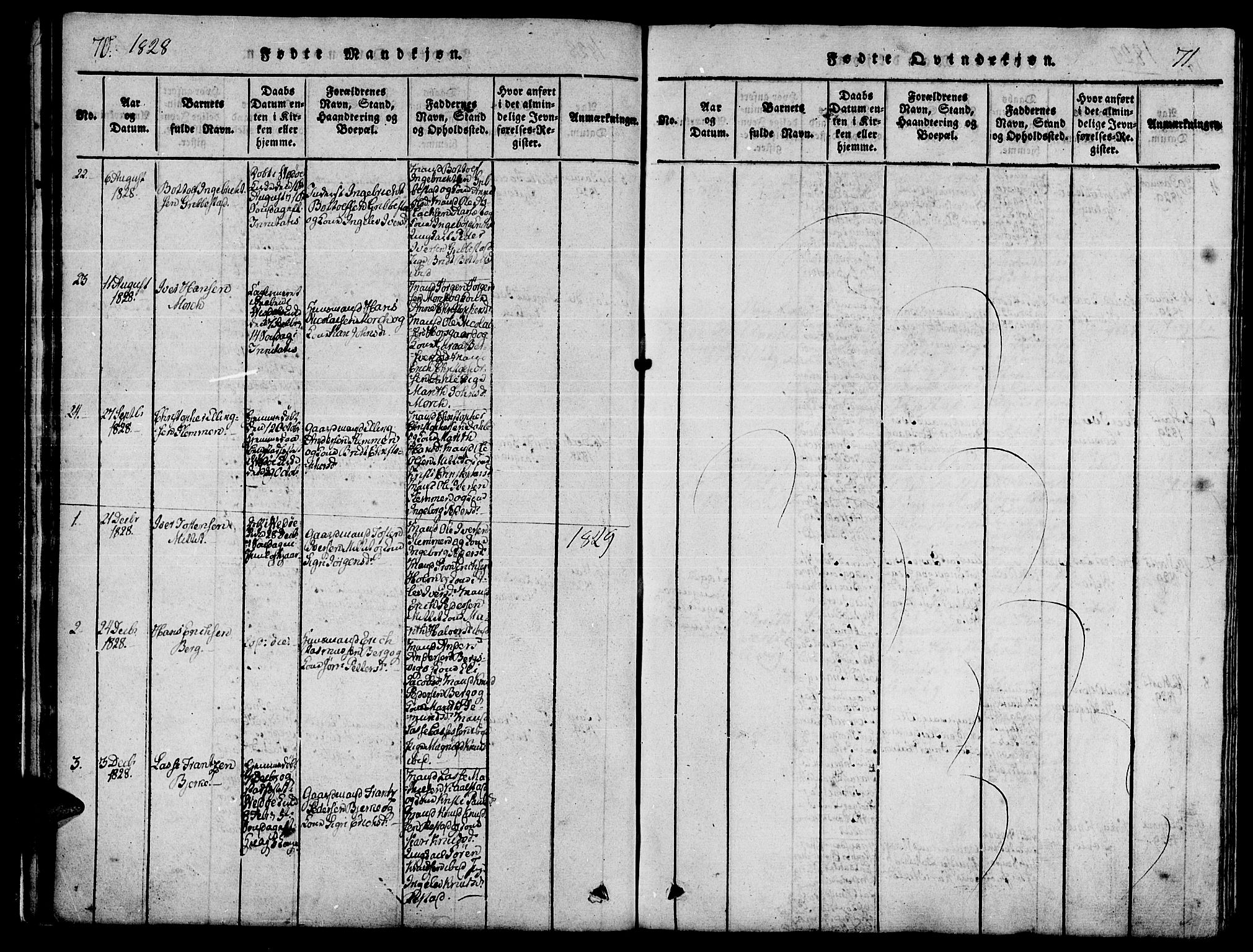 Ministerialprotokoller, klokkerbøker og fødselsregistre - Møre og Romsdal, SAT/A-1454/547/L0602: Ministerialbok nr. 547A04, 1818-1845, s. 70-71