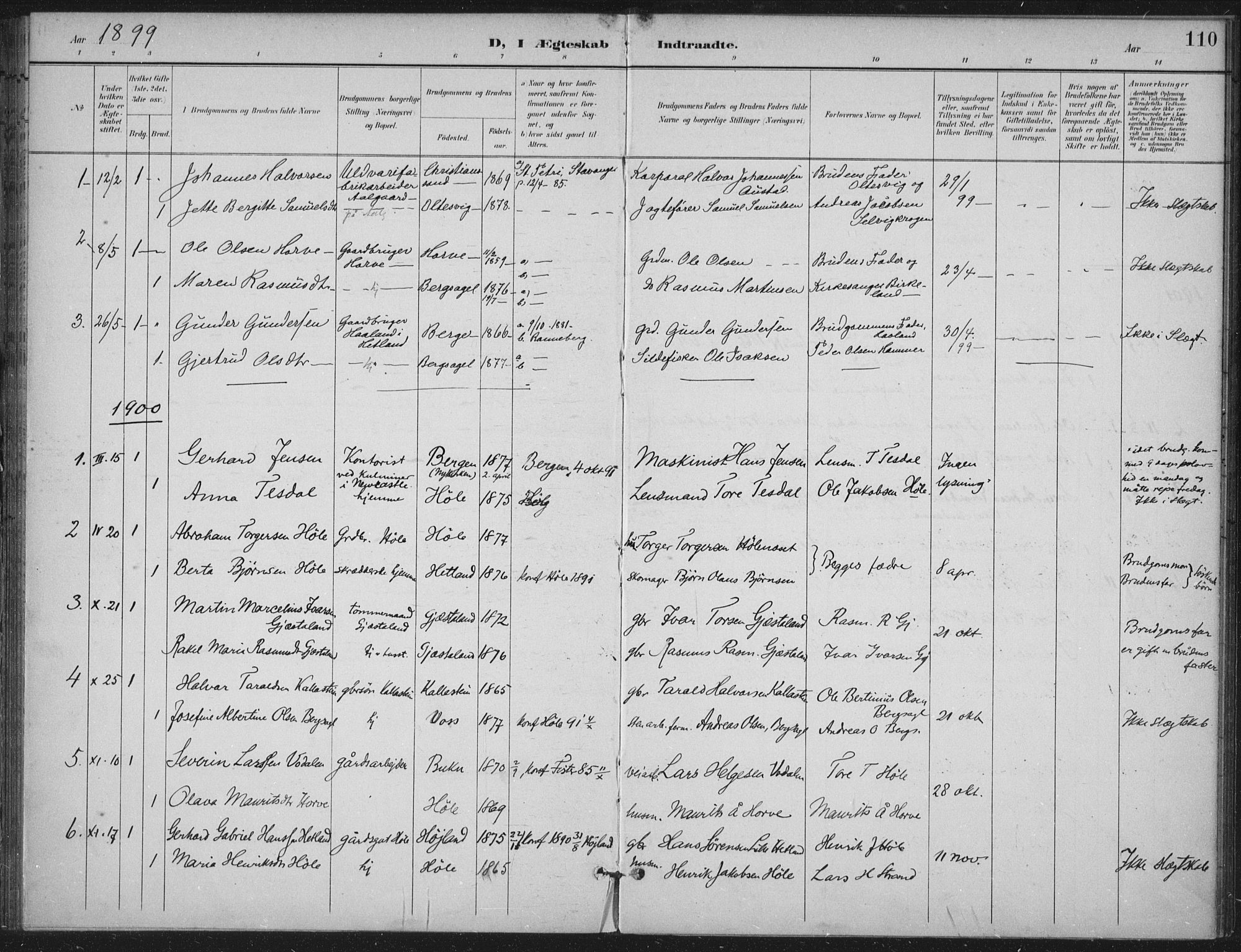 Høgsfjord sokneprestkontor, AV/SAST-A-101624/H/Ha/Haa/L0008: Ministerialbok nr. A 8, 1898-1920, s. 110