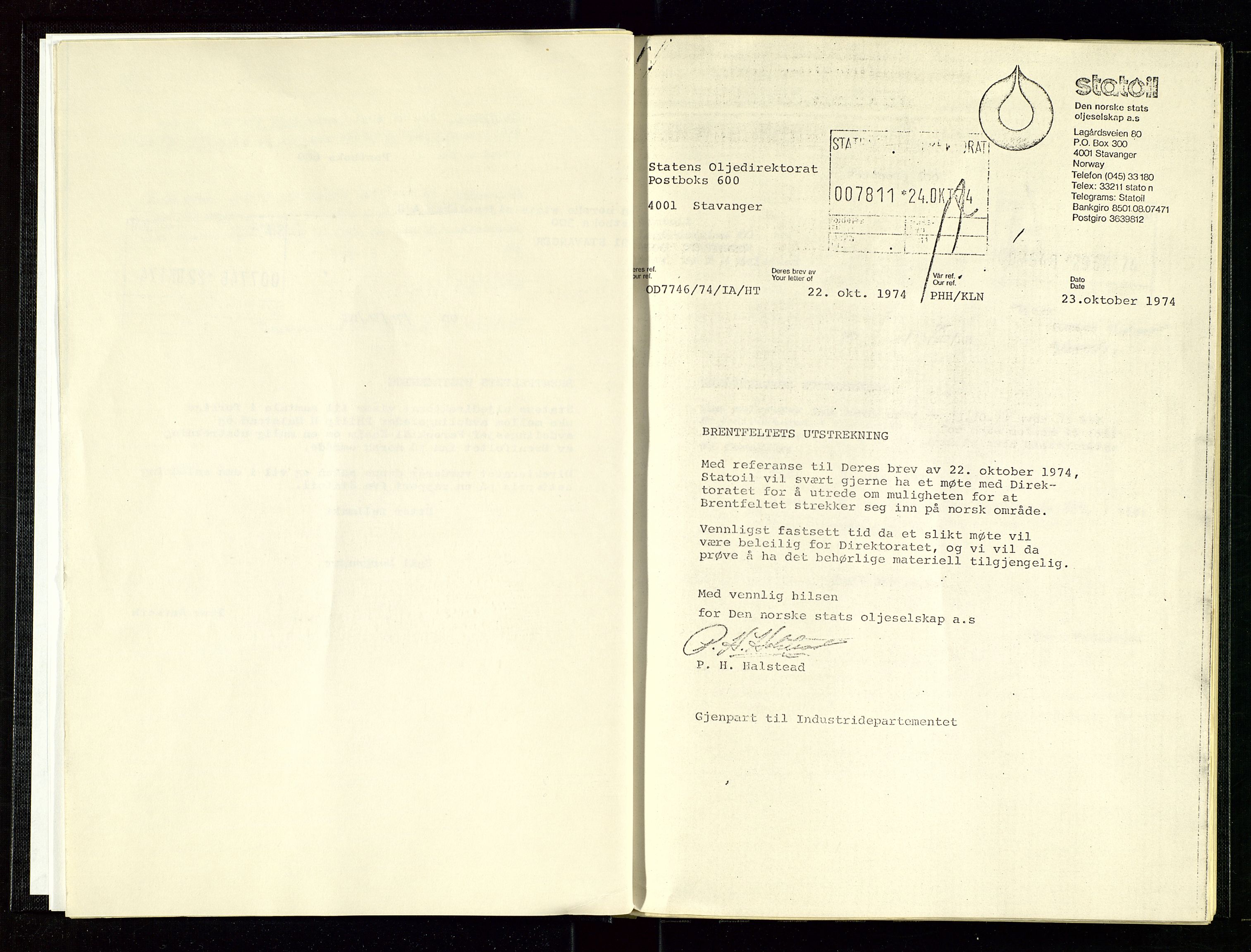 Oljedirektoratet, AV/SAST-A-101366/Aa/L0003: Referatprotokoller, 1974