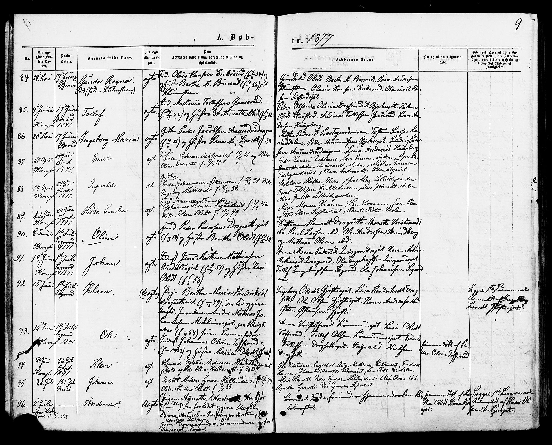 Biri prestekontor, AV/SAH-PREST-096/H/Ha/Haa/L0006: Ministerialbok nr. 6, 1877-1886, s. 9