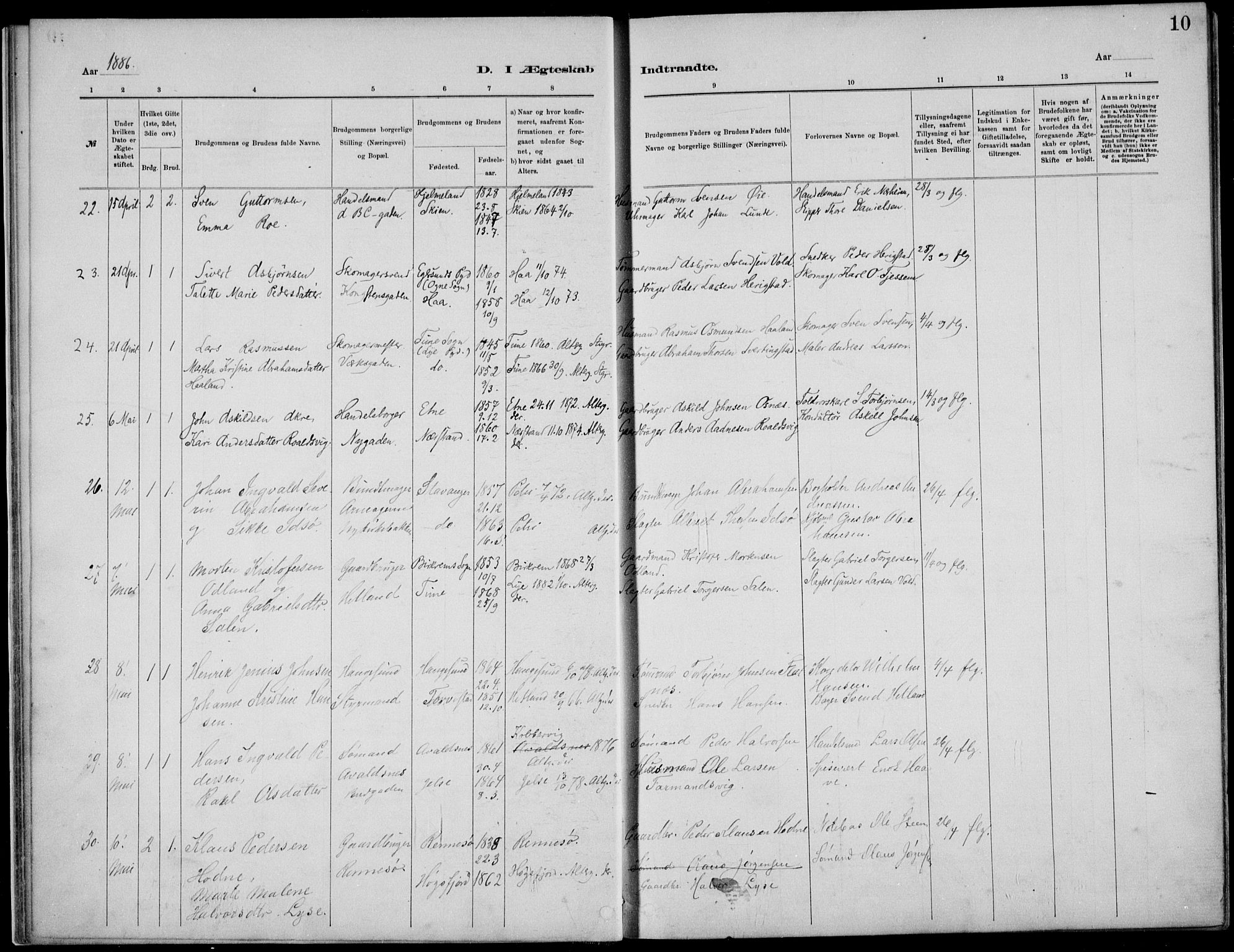 St. Petri sokneprestkontor, AV/SAST-A-101813/001/30/30BB/L0005: Klokkerbok nr. B 5, 1878-1895, s. 10
