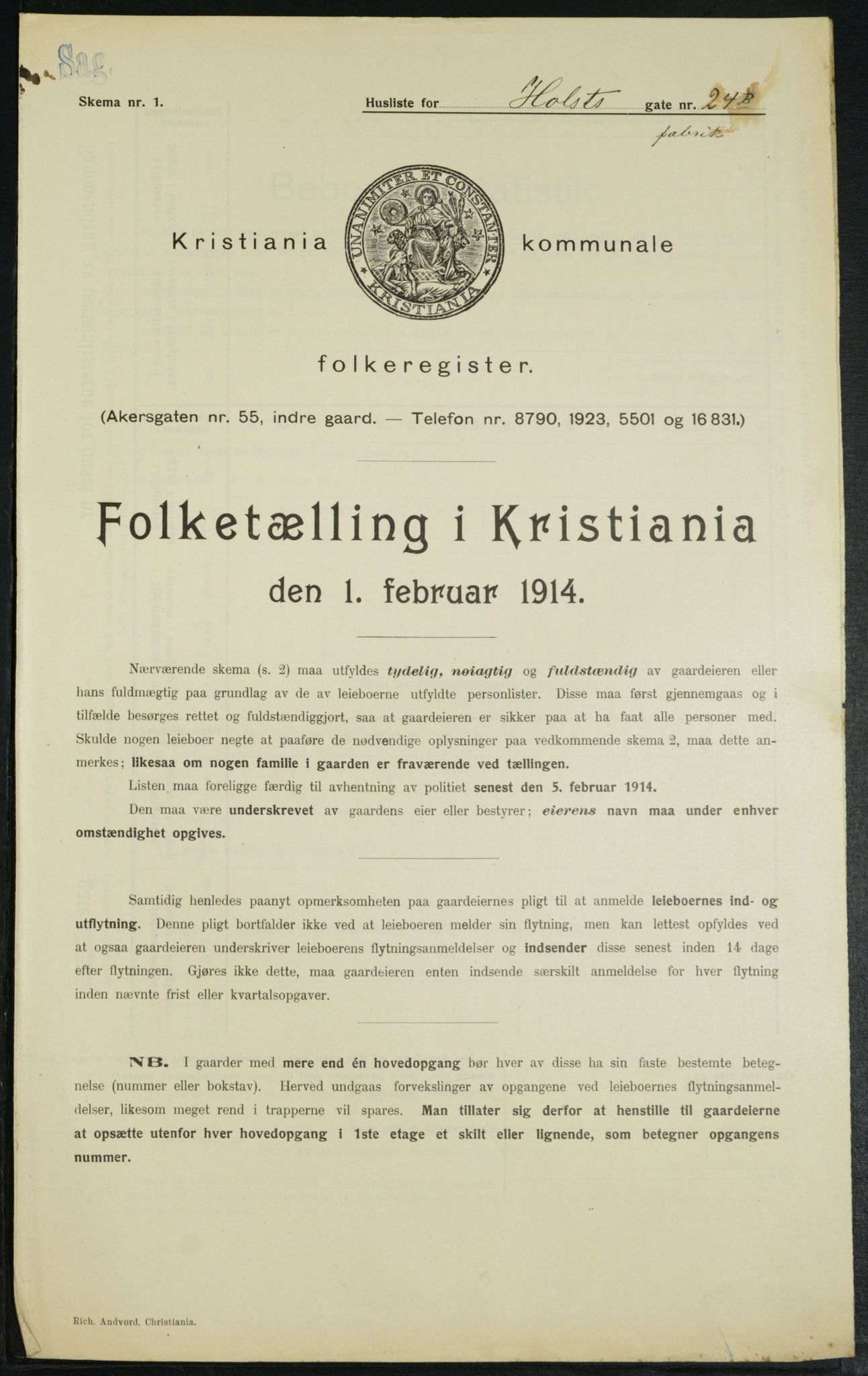 OBA, Kommunal folketelling 1.2.1914 for Kristiania, 1914, s. 41179
