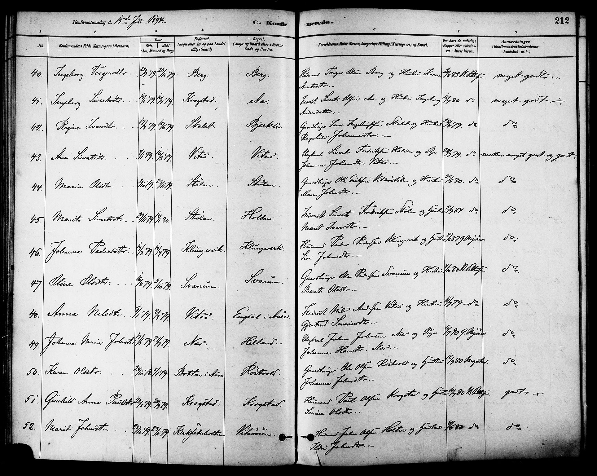 Ministerialprotokoller, klokkerbøker og fødselsregistre - Sør-Trøndelag, SAT/A-1456/630/L0496: Ministerialbok nr. 630A09, 1879-1895, s. 212