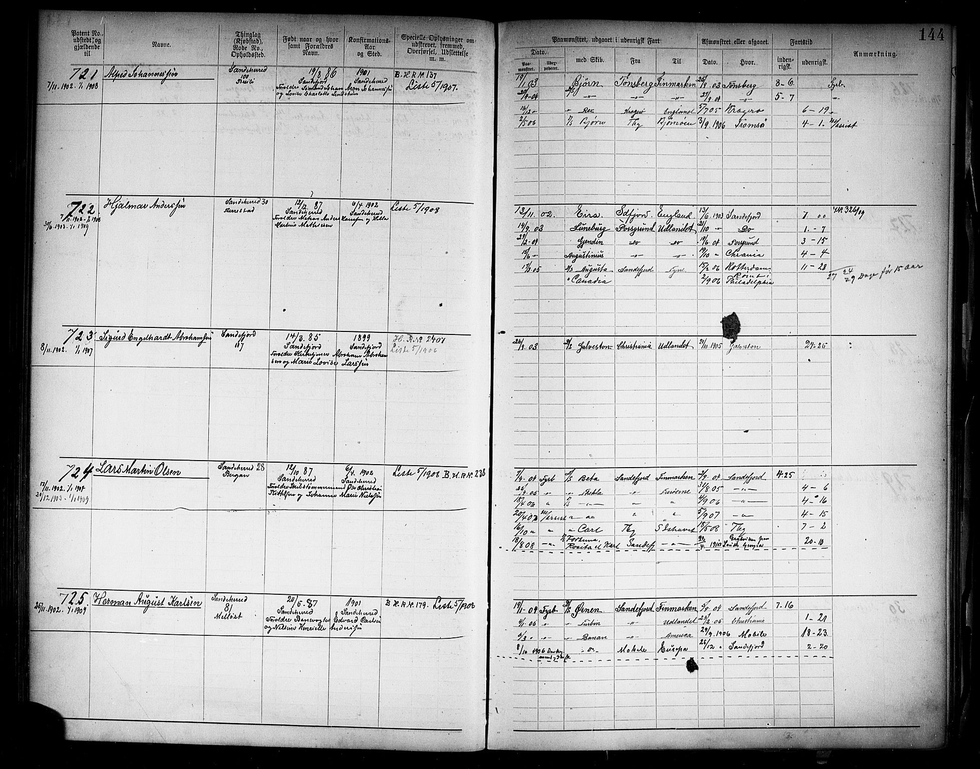 Sandefjord innrulleringskontor, AV/SAKO-A-788/F/Fa/L0005: Annotasjonsrulle, 1894-1911, s. 146