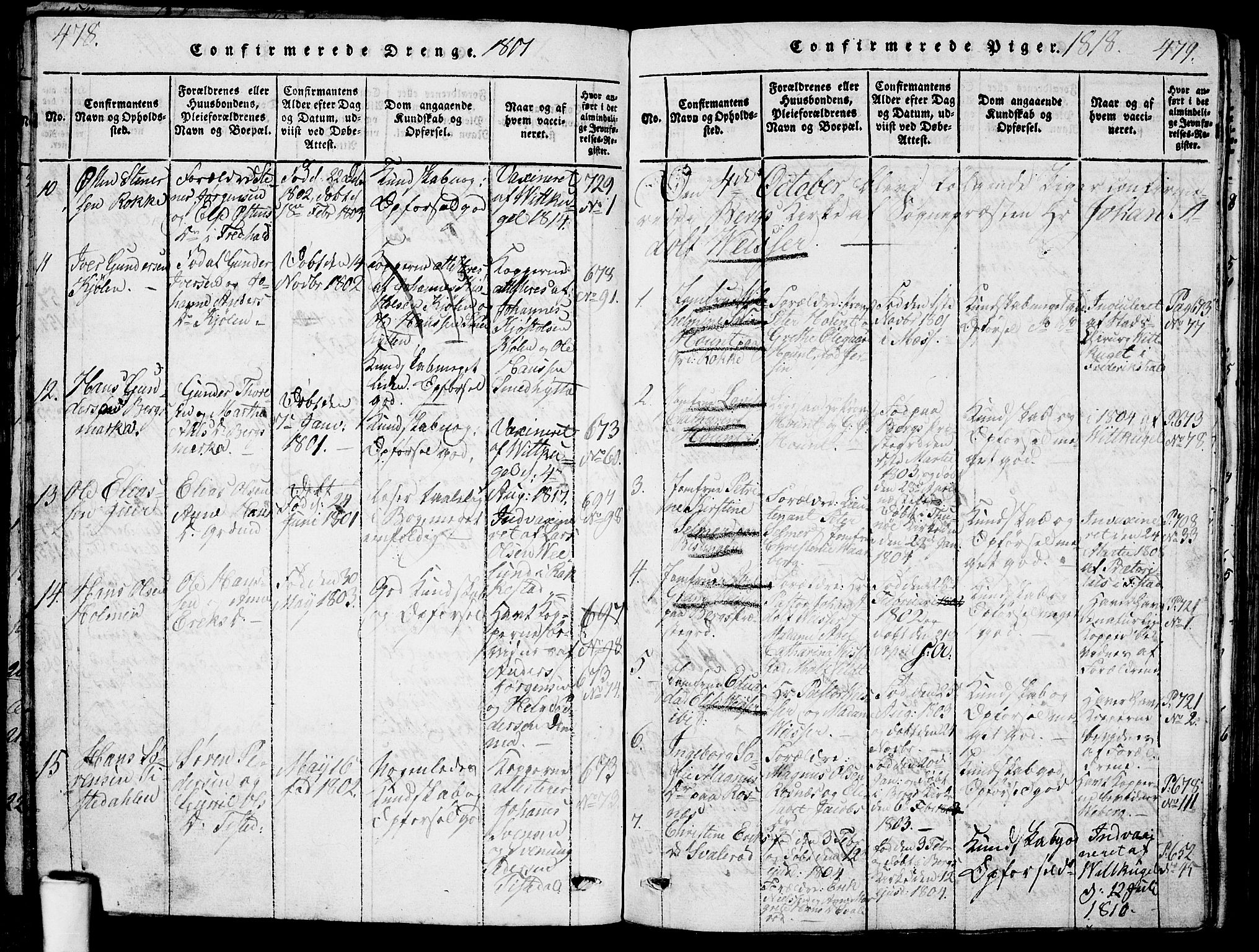 Berg prestekontor Kirkebøker, AV/SAO-A-10902/G/Ga/L0001: Klokkerbok nr. I 1, 1815-1832, s. 478-479
