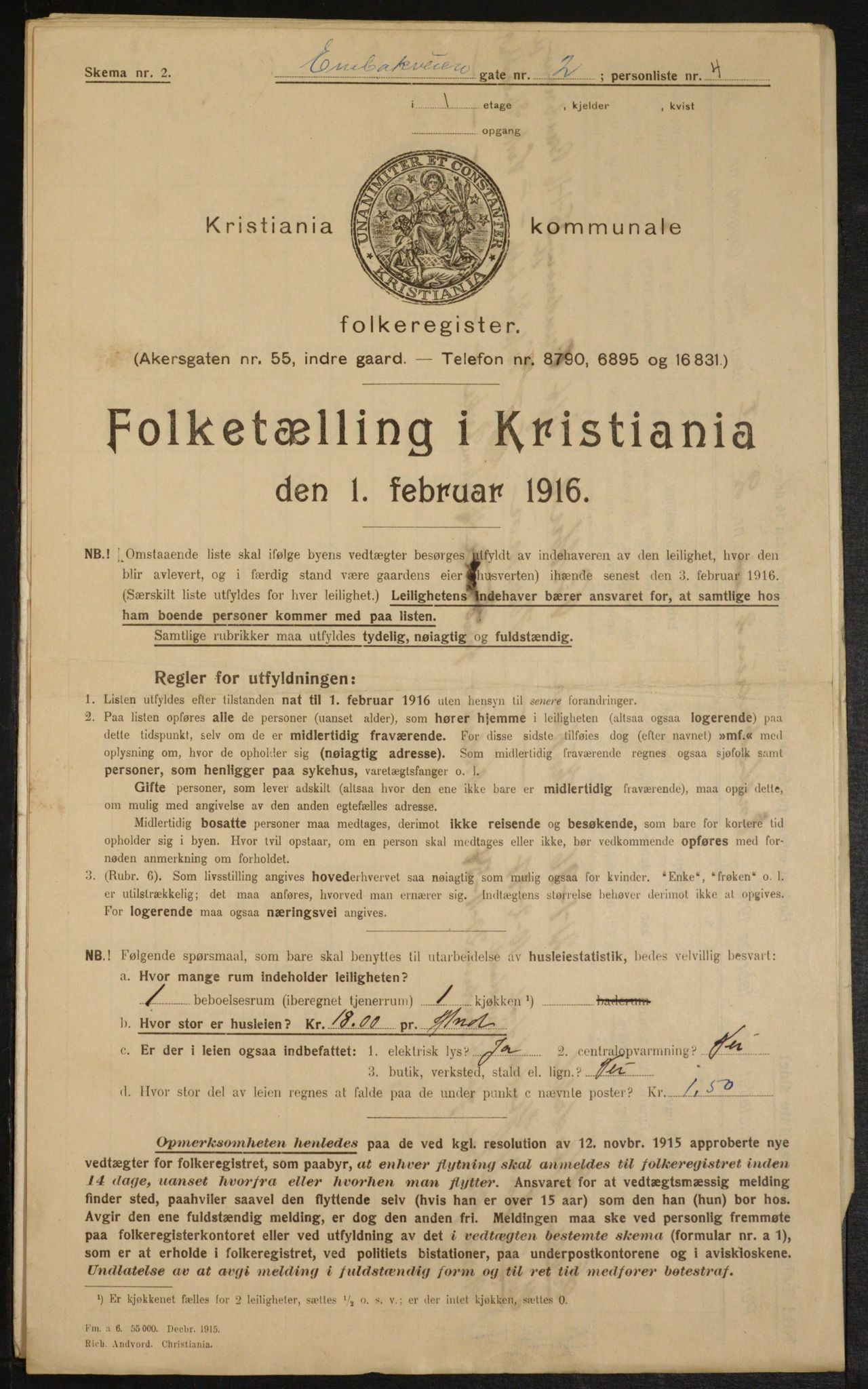 OBA, Kommunal folketelling 1.2.1916 for Kristiania, 1916, s. 21364