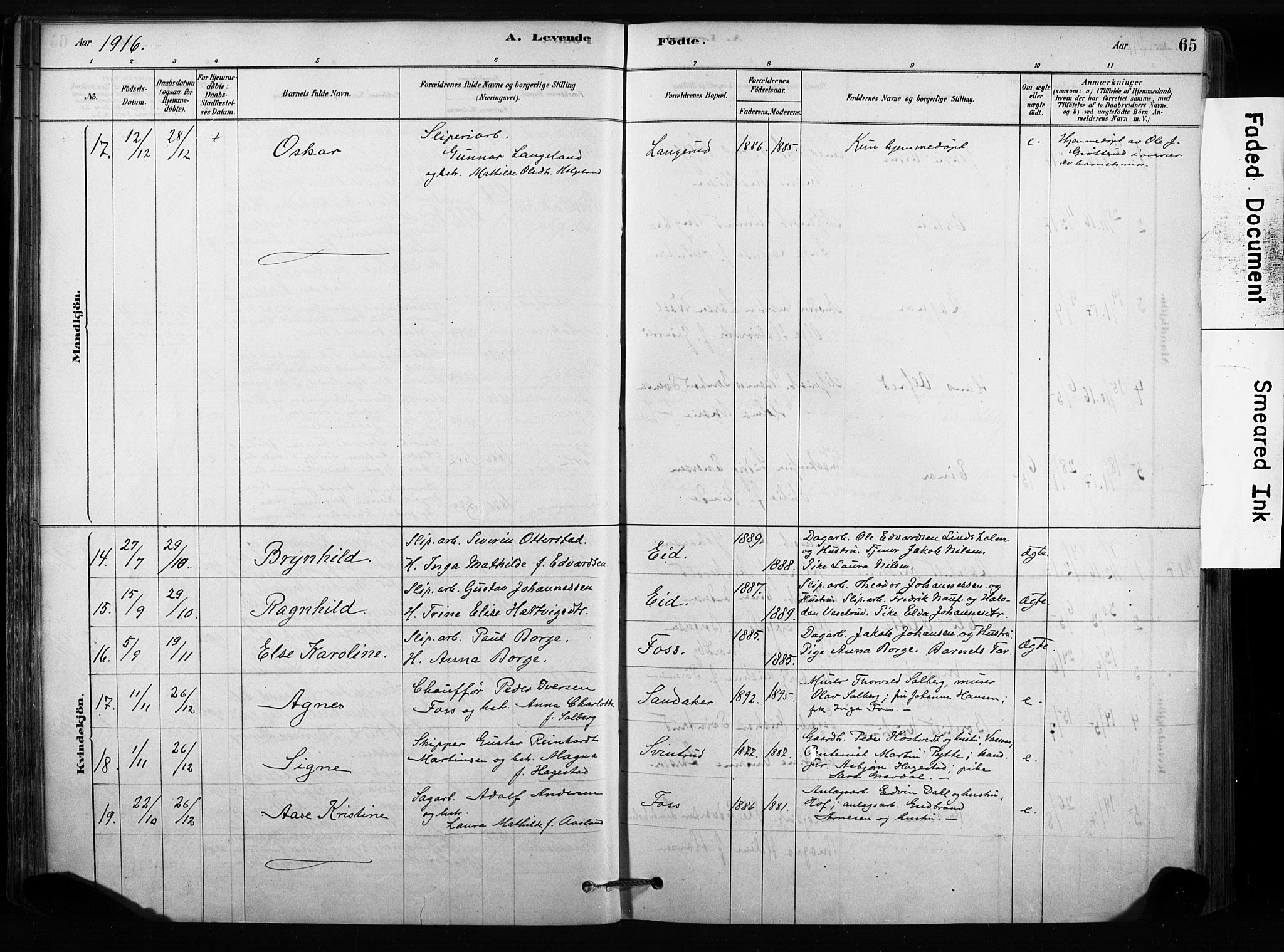 Sandsvær kirkebøker, AV/SAKO-A-244/F/Fc/L0001: Ministerialbok nr. III 1, 1878-1923, s. 65