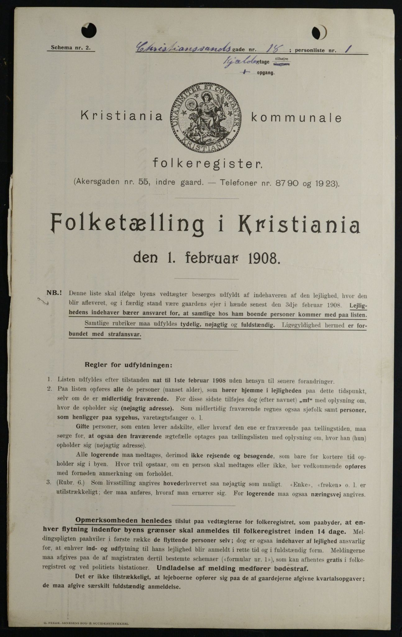 OBA, Kommunal folketelling 1.2.1908 for Kristiania kjøpstad, 1908, s. 48807