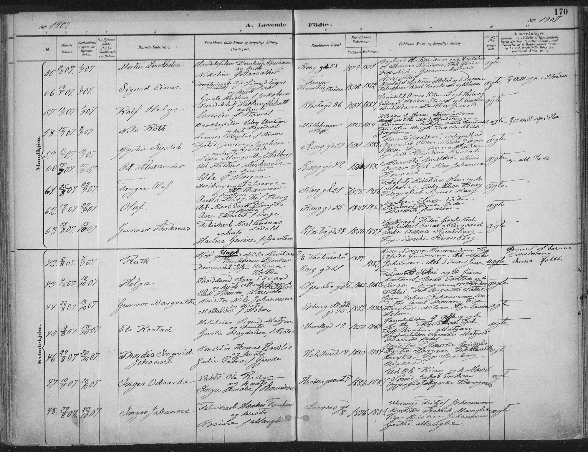 Ministerialprotokoller, klokkerbøker og fødselsregistre - Sør-Trøndelag, SAT/A-1456/601/L0062: Ministerialbok nr. 601A30, 1891-1911, s. 170