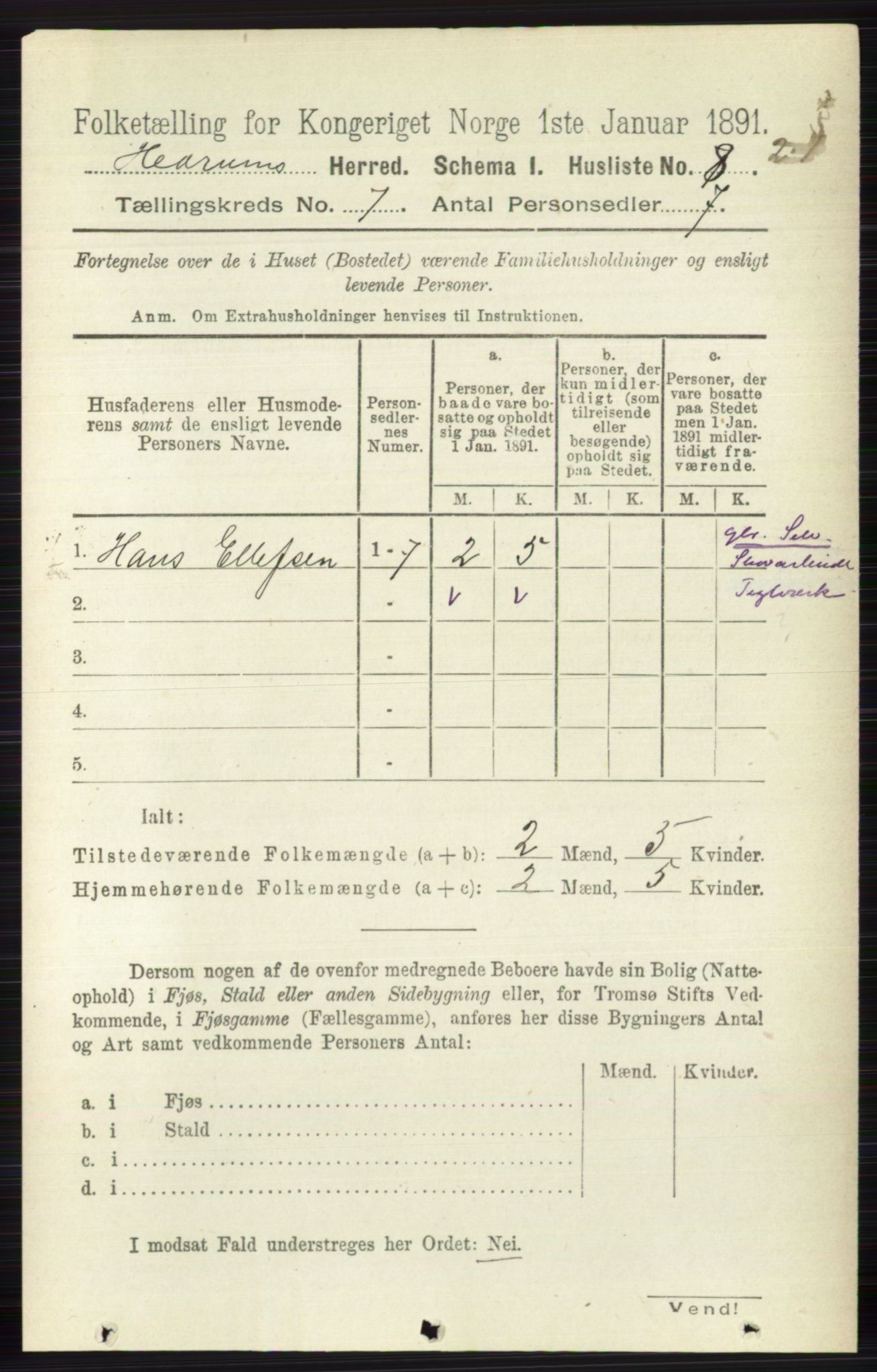 RA, Folketelling 1891 for 0727 Hedrum herred, 1891, s. 2953