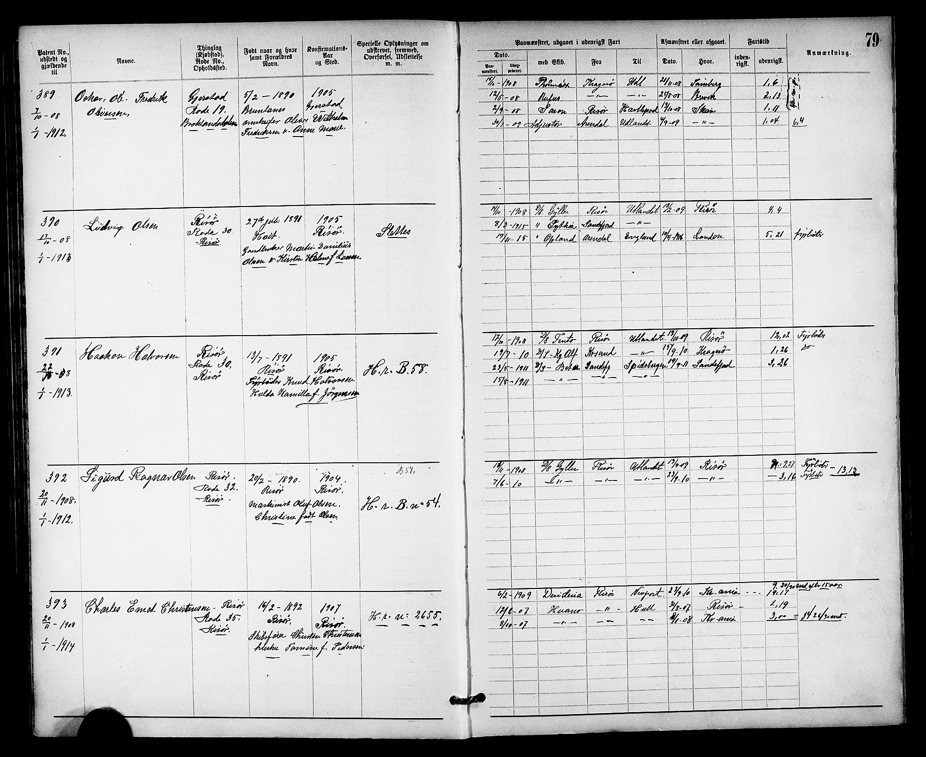 Risør mønstringskrets, SAK/2031-0010/F/Fa/L0004: Annotasjonsrulle nr 1914-1915 og nr 1-477, T-8, 1899-1911, s. 85