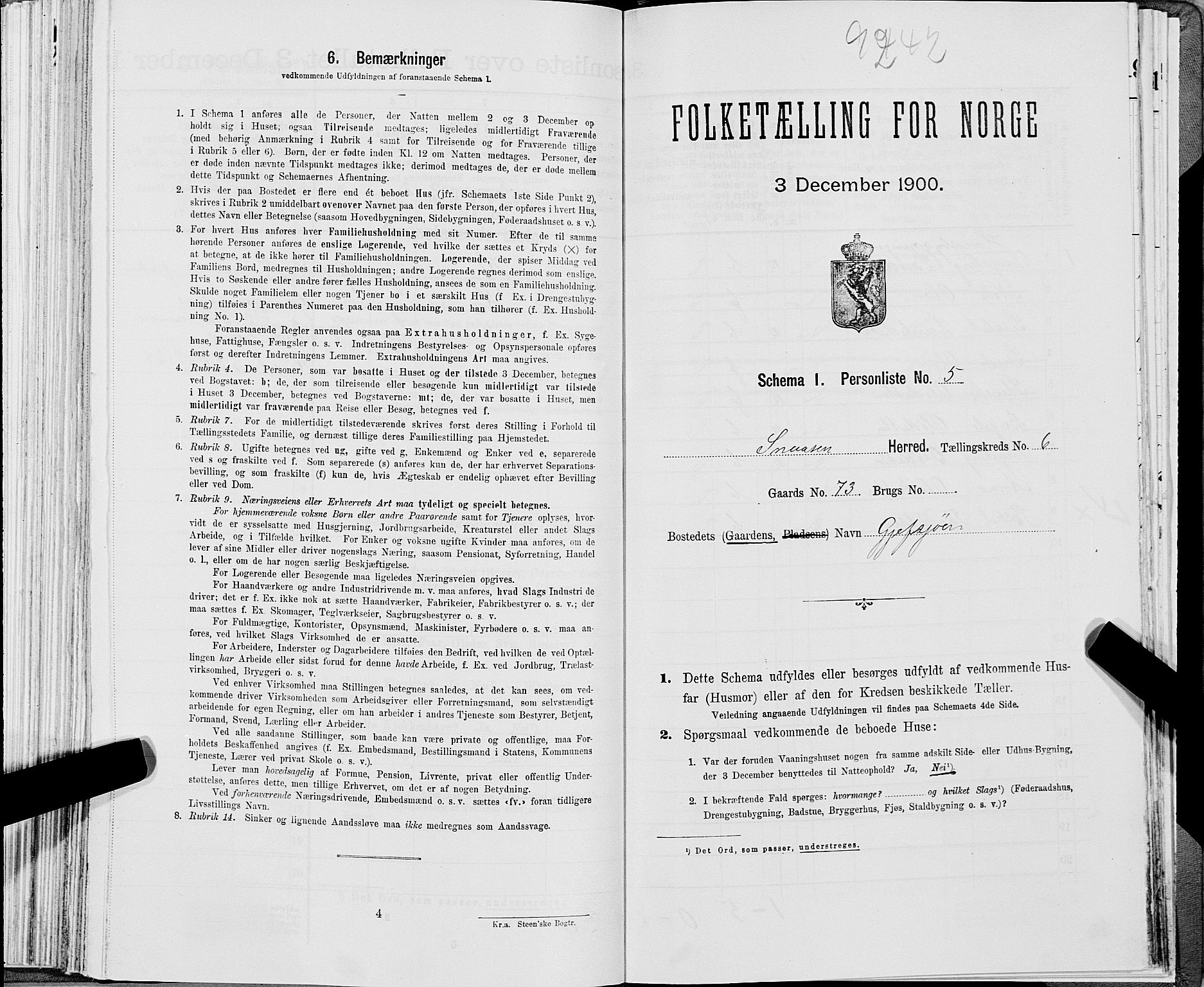 SAT, Folketelling 1900 for 1736 Snåsa herred, 1900, s. 1361