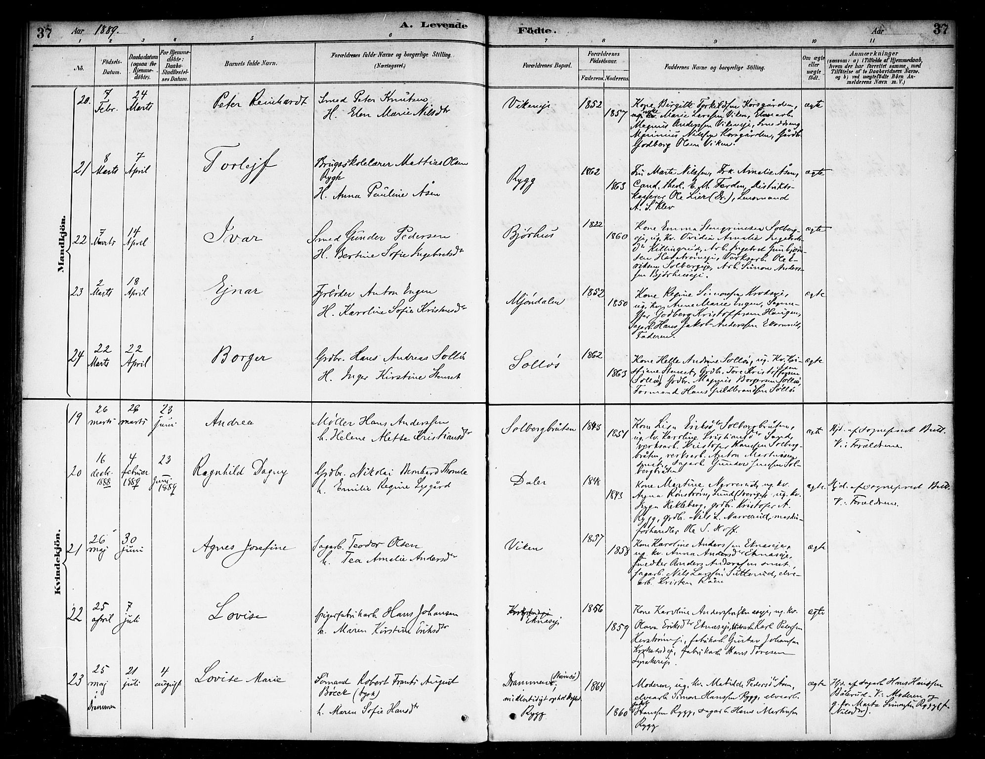 Nedre Eiker kirkebøker, AV/SAKO-A-612/F/Fa/L0003: Ministerialbok nr. 3, 1885-1892, s. 37