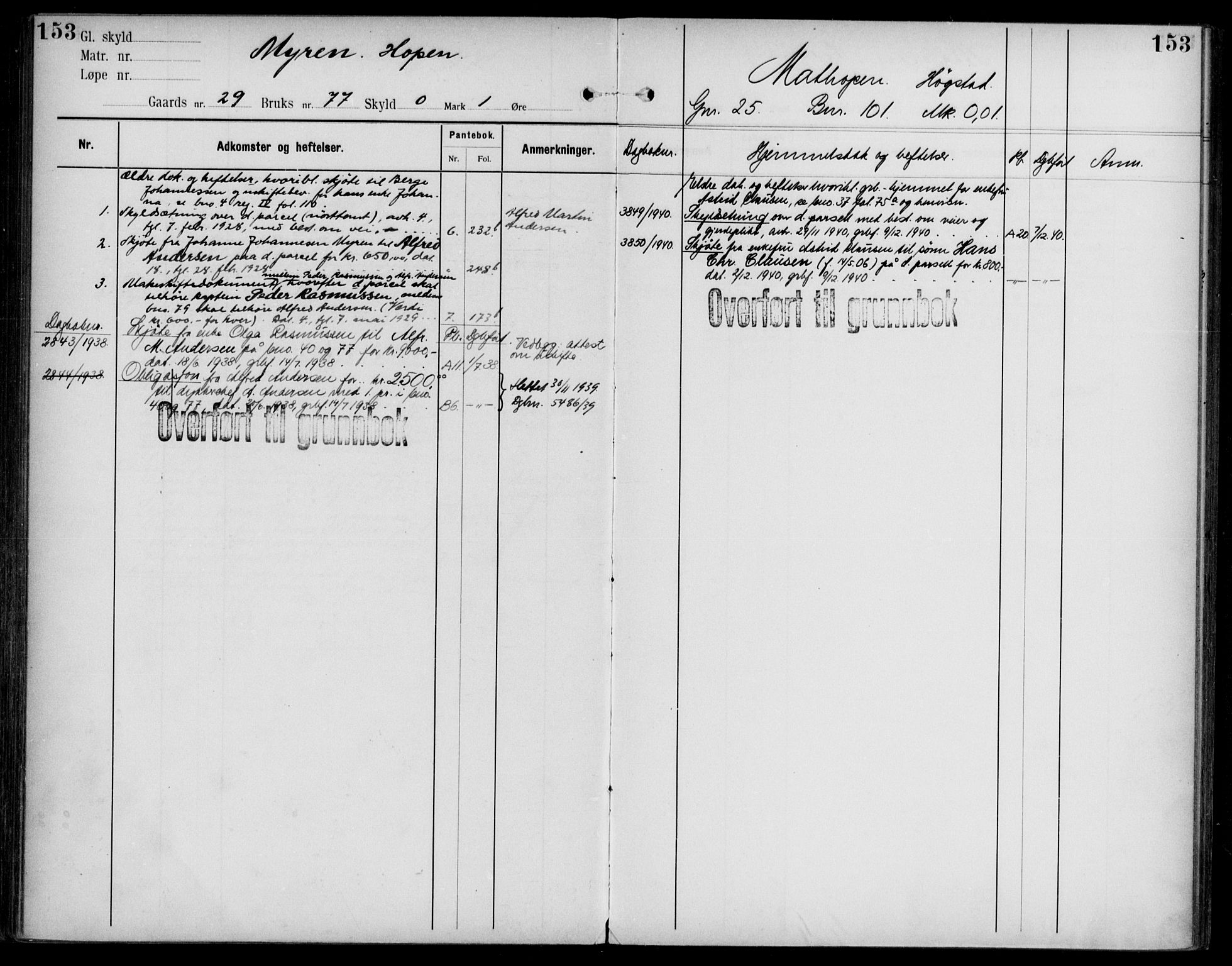 Midhordland sorenskriveri, AV/SAB-A-3001/1/G/Ga/Gab/L0108: Panteregister nr. II.A.b.108, s. 153