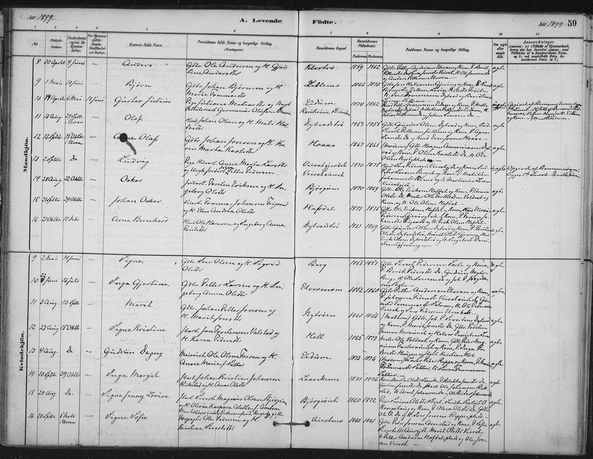 Ministerialprotokoller, klokkerbøker og fødselsregistre - Nord-Trøndelag, AV/SAT-A-1458/710/L0095: Ministerialbok nr. 710A01, 1880-1914, s. 59