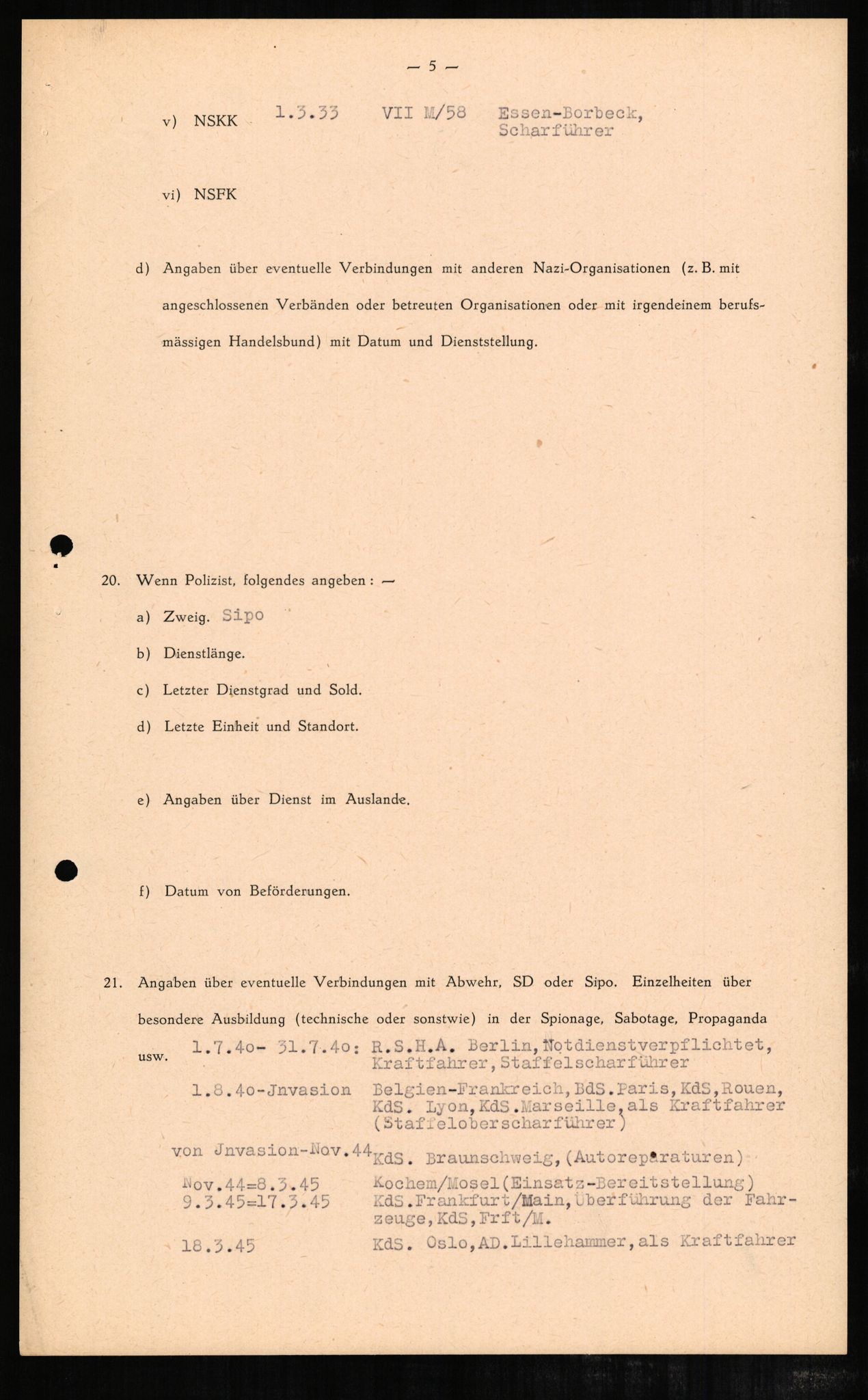 Forsvaret, Forsvarets overkommando II, AV/RA-RAFA-3915/D/Db/L0002: CI Questionaires. Tyske okkupasjonsstyrker i Norge. Tyskere., 1945-1946, s. 510