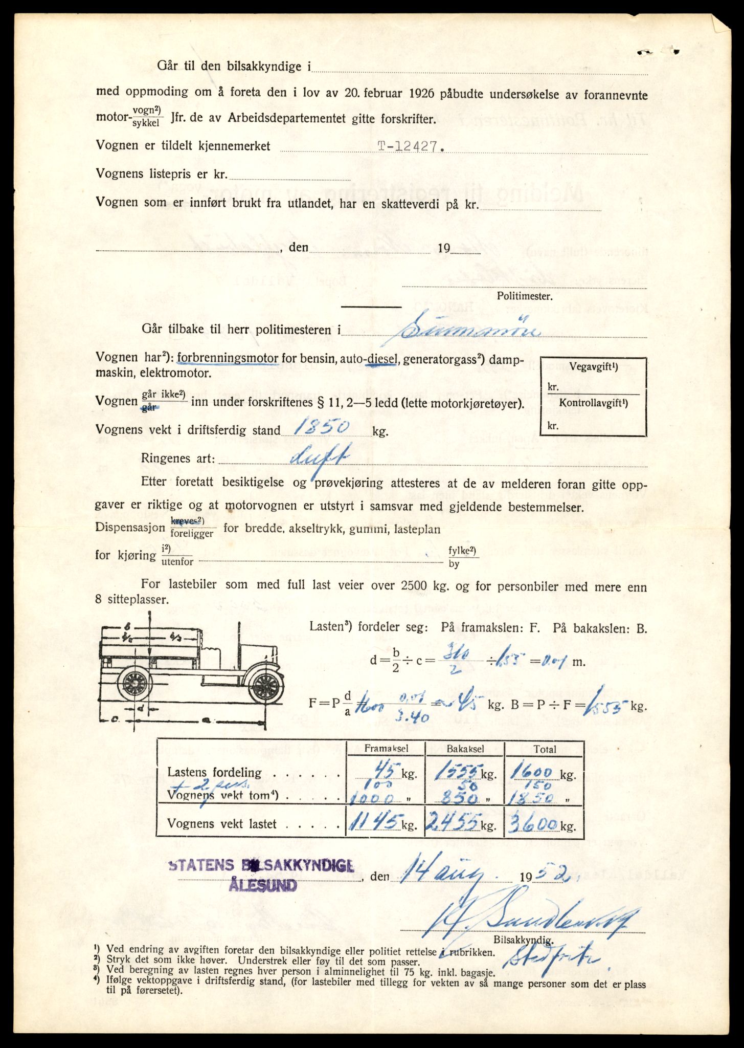 Møre og Romsdal vegkontor - Ålesund trafikkstasjon, AV/SAT-A-4099/F/Fe/L0033: Registreringskort for kjøretøy T 12151 - T 12474, 1927-1998, s. 3170