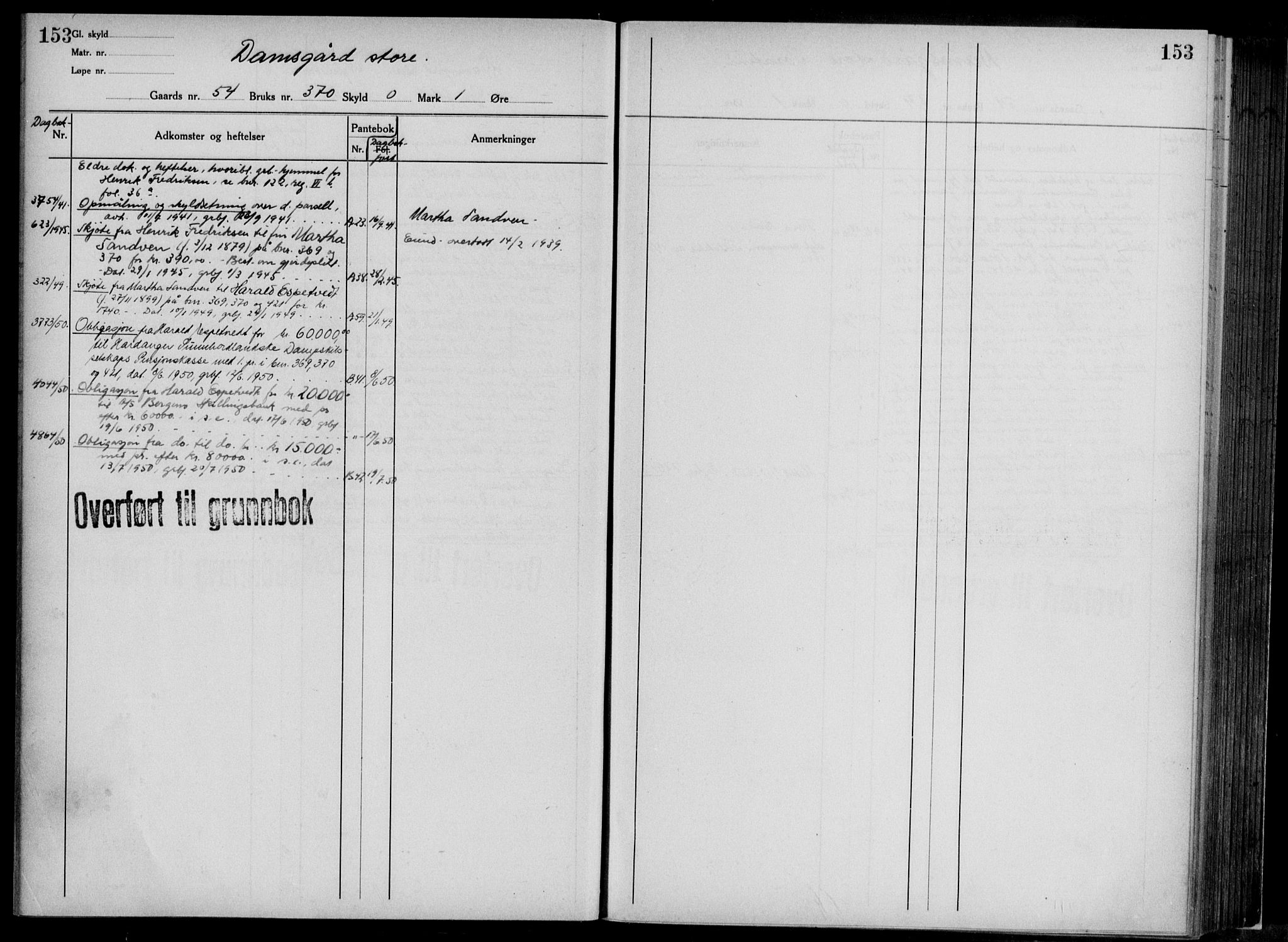 Midhordland sorenskriveri, AV/SAB-A-3001/1/G/Ga/Gab/L0117: Panteregister nr. II.A.b.117, s. 153