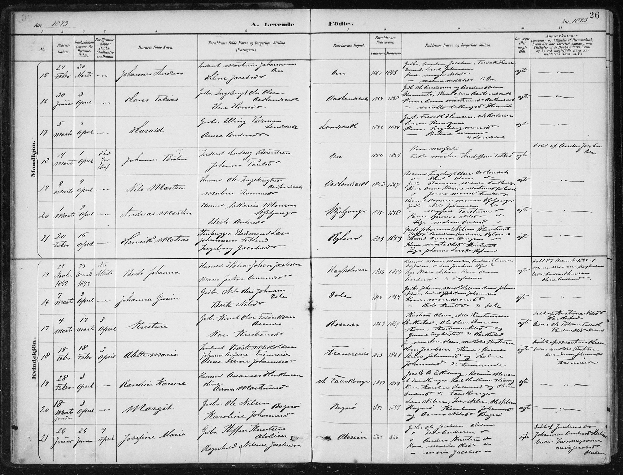 Herdla Sokneprestembete, AV/SAB-A-75701/H/Haa: Ministerialbok nr. A 4, 1891-1905, s. 26