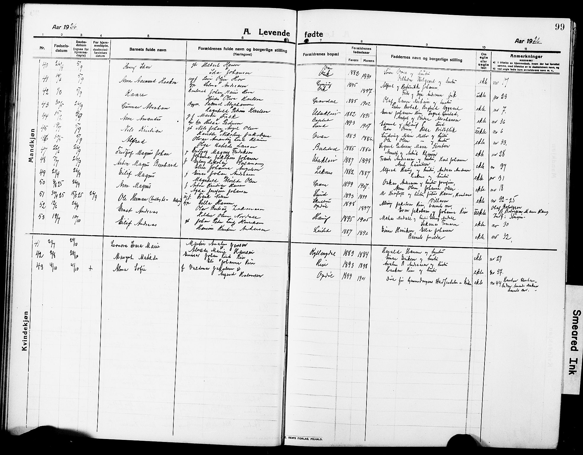 Ministerialprotokoller, klokkerbøker og fødselsregistre - Nordland, AV/SAT-A-1459/881/L1169: Klokkerbok nr. 881C06, 1912-1930, s. 99