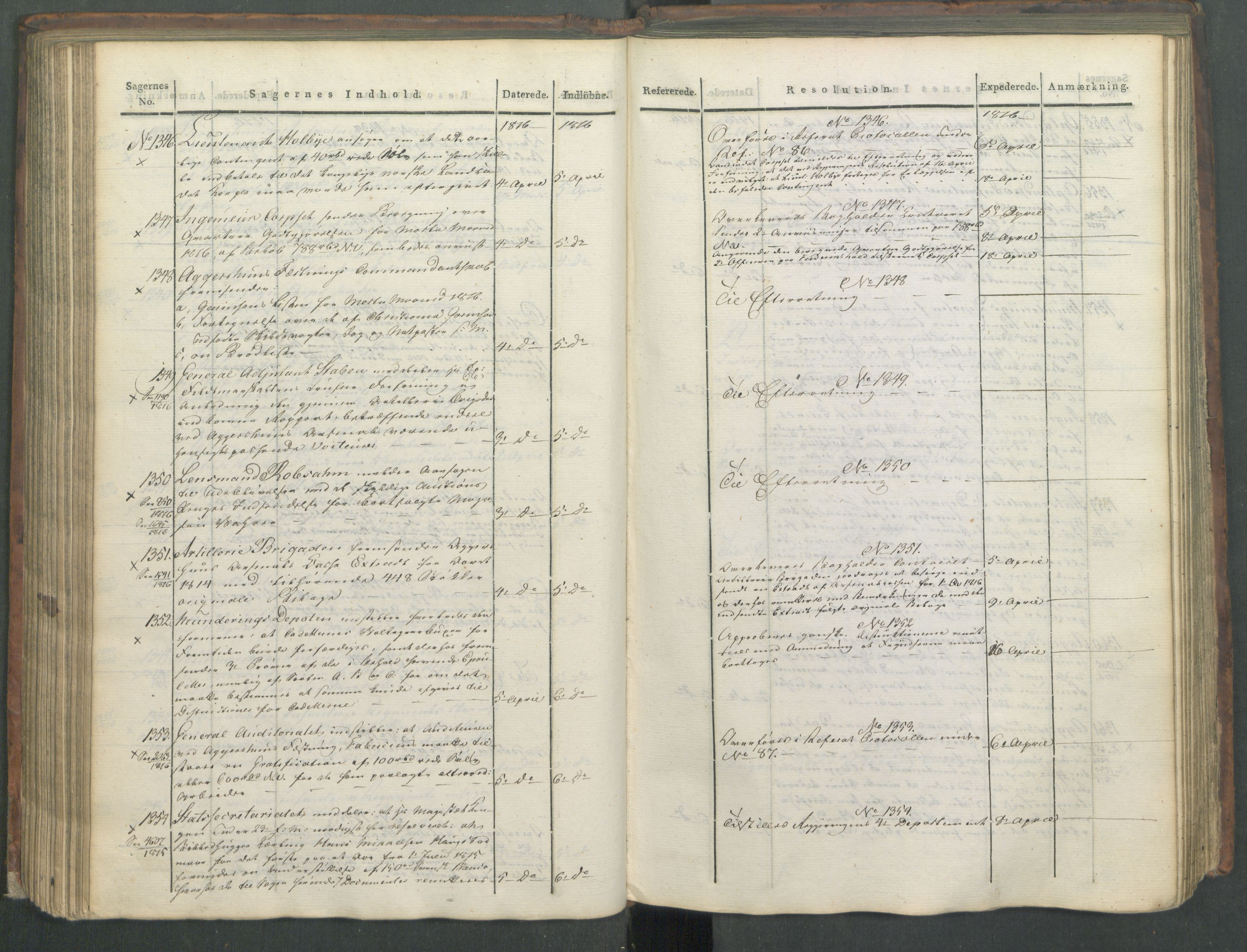 Armédepartementet, AV/RA-RAFA-3493/C/Ca/L0008: 6. Departements Journal, 1816