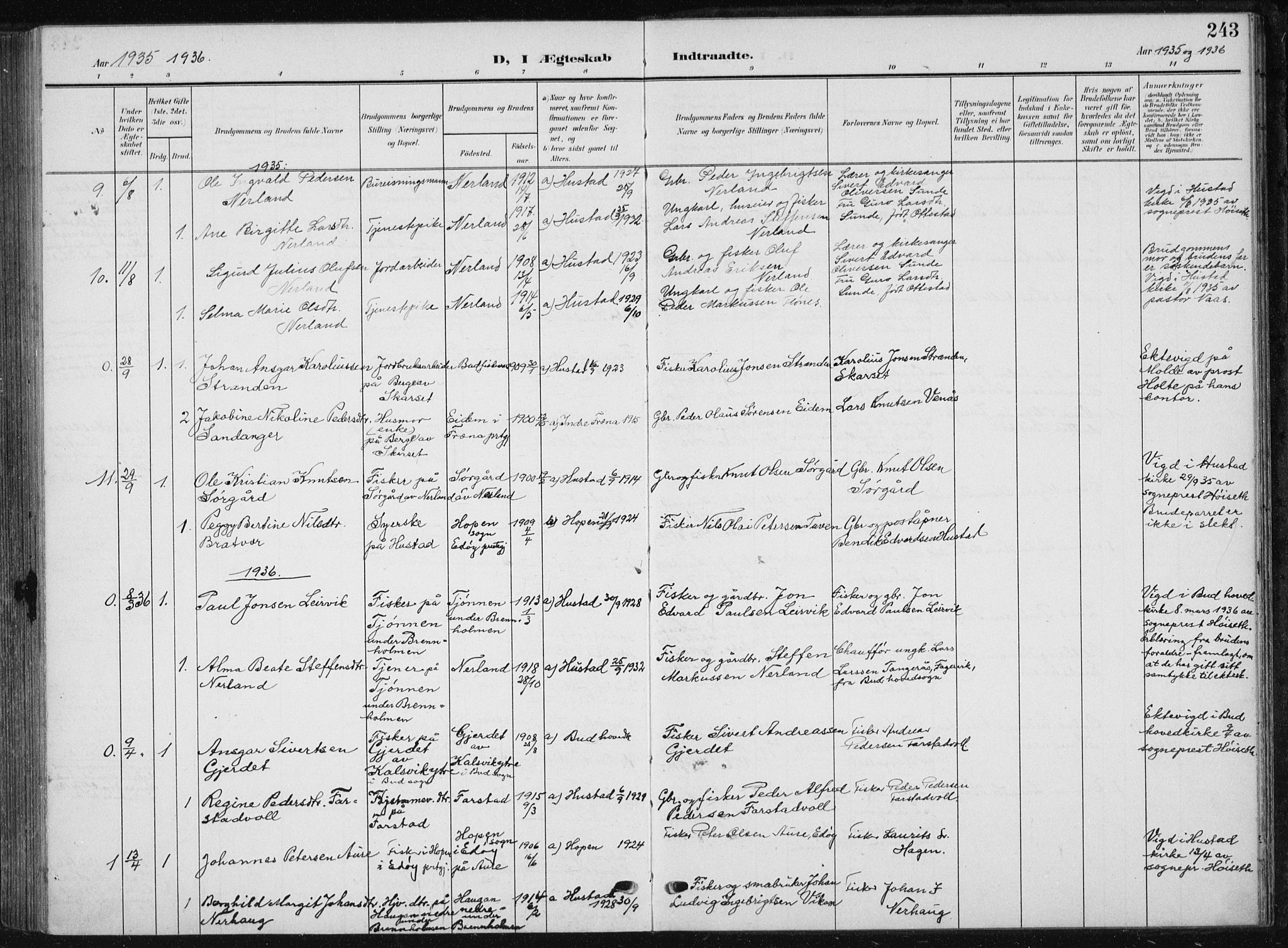 Ministerialprotokoller, klokkerbøker og fødselsregistre - Møre og Romsdal, SAT/A-1454/567/L0784: Klokkerbok nr. 567C04, 1903-1938, s. 243