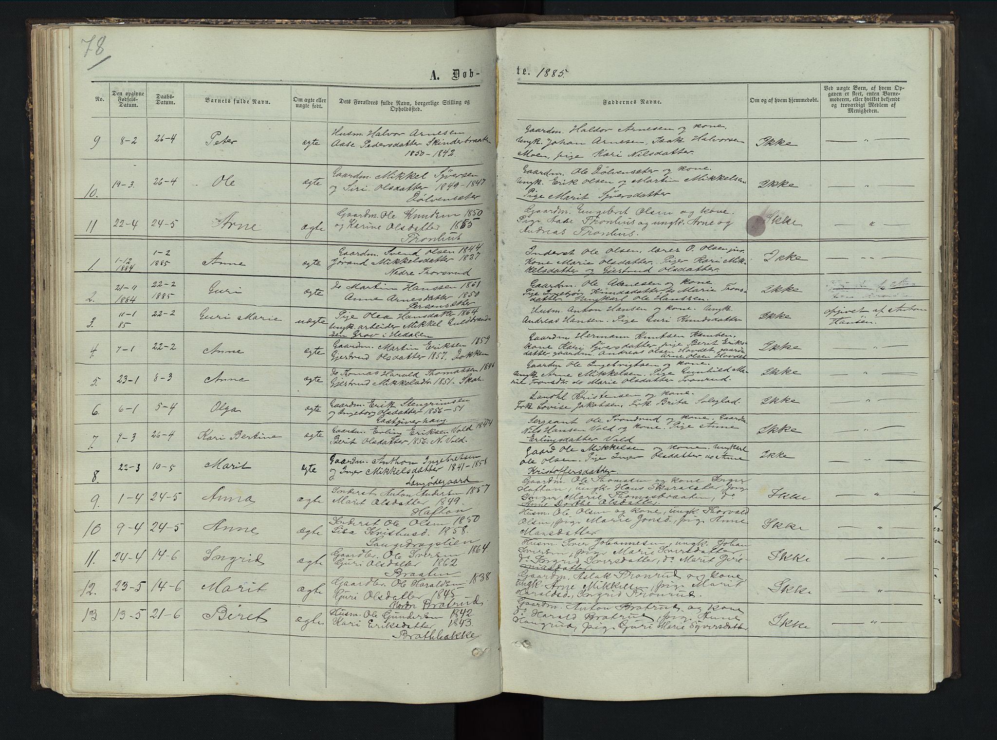Sør-Aurdal prestekontor, AV/SAH-PREST-128/H/Ha/Hab/L0005: Klokkerbok nr. 5, 1866-1893, s. 78