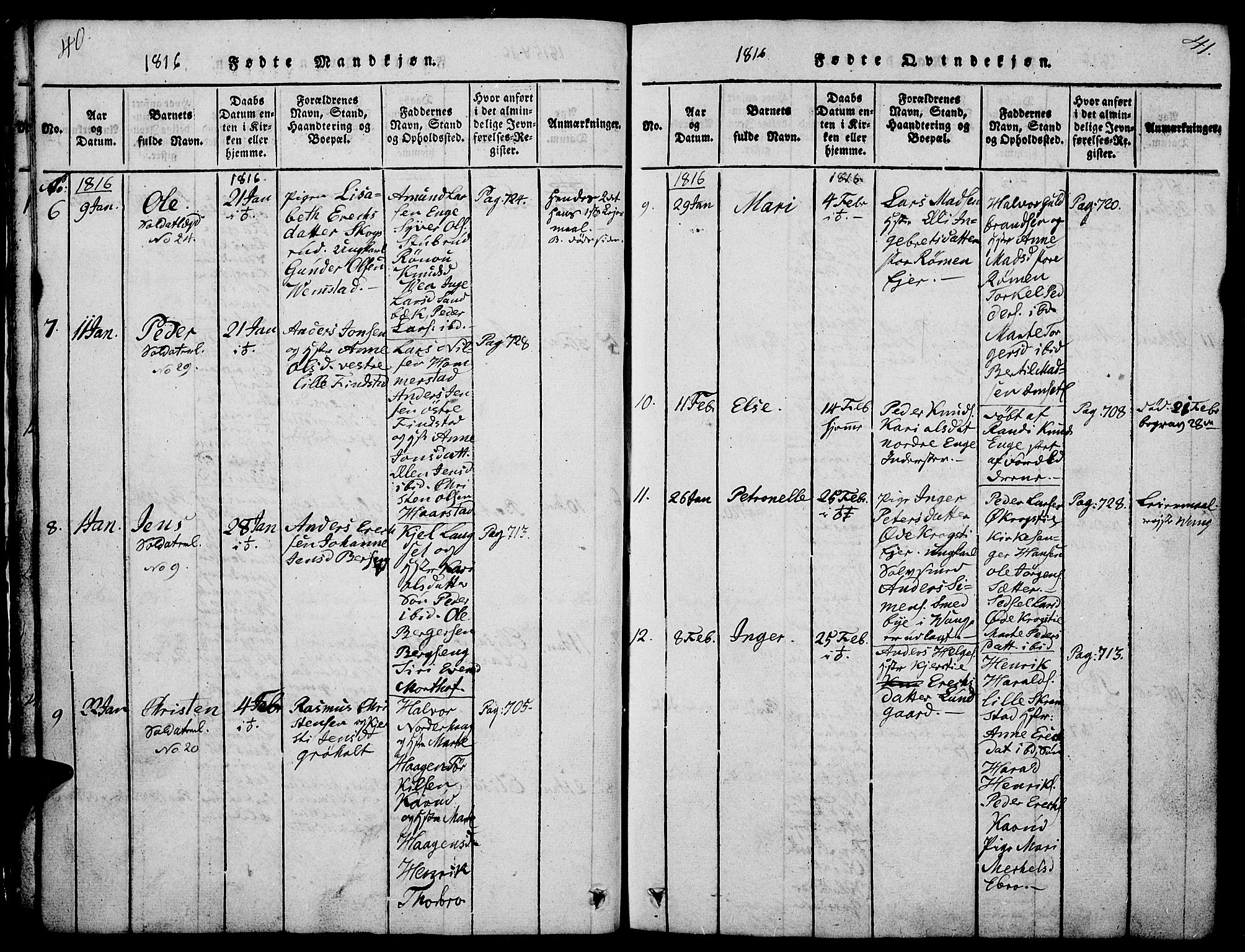 Løten prestekontor, AV/SAH-PREST-022/L/La/L0001: Klokkerbok nr. 1, 1812-1832, s. 40-41