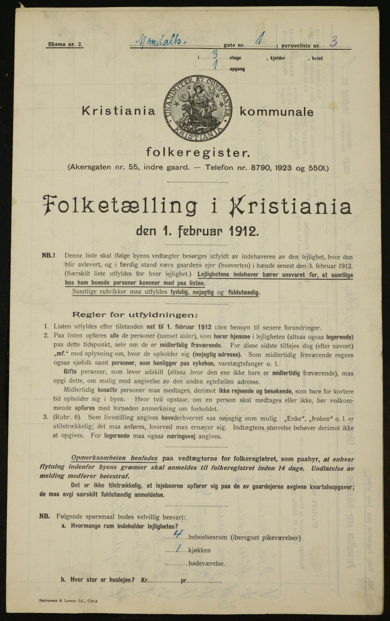OBA, Kommunal folketelling 1.2.1912 for Kristiania, 1912, s. 60494