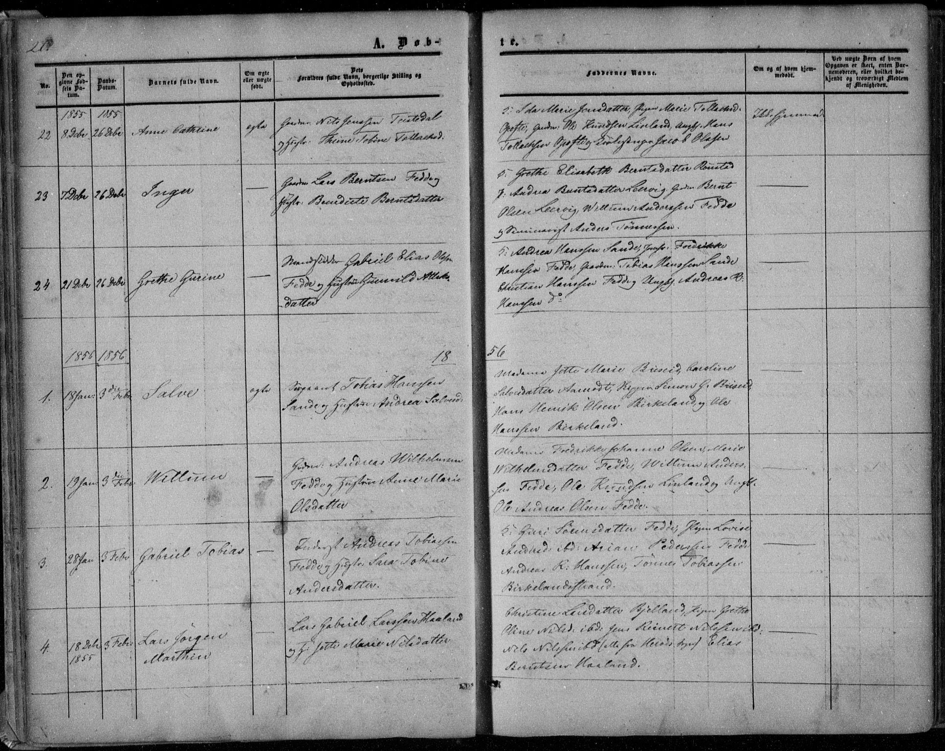 Kvinesdal sokneprestkontor, SAK/1111-0026/F/Fa/Faa/L0002: Ministerialbok nr. A 2, 1850-1876, s. 20