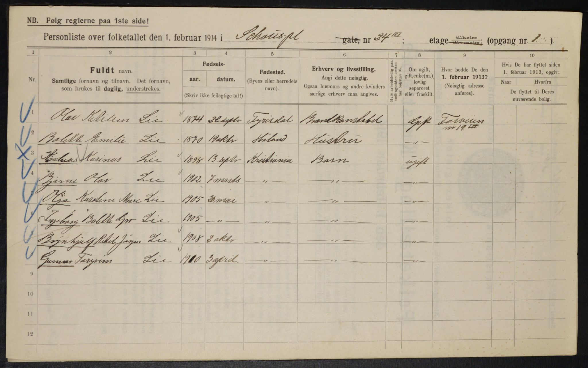 OBA, Kommunal folketelling 1.2.1914 for Kristiania, 1914, s. 90304