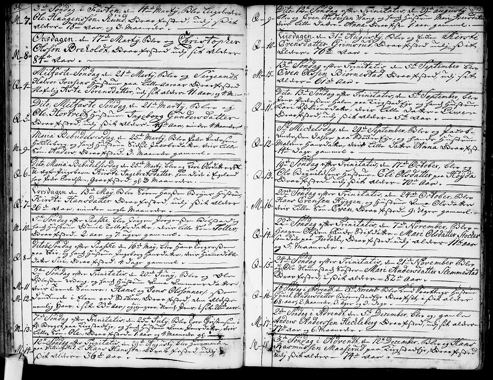 Røyken kirkebøker, SAKO/A-241/G/Ga/L0001: Klokkerbok nr. 1, 1740-1768, s. 342-343