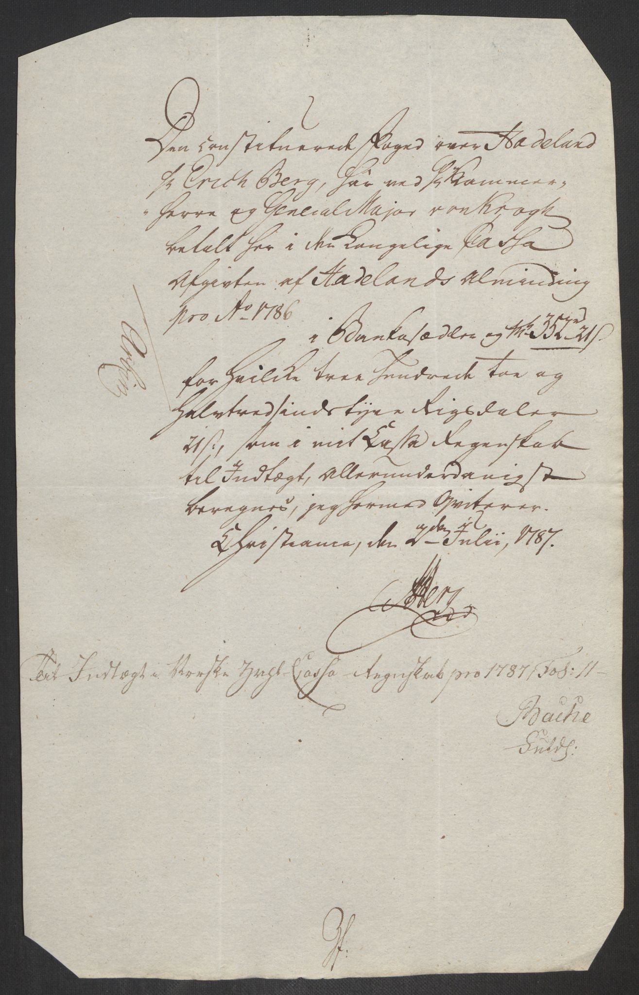 Rentekammeret inntil 1814, Reviderte regnskaper, Fogderegnskap, AV/RA-EA-4092/R19/L1374: Fogderegnskap Toten, Hadeland og Vardal, 1787, s. 430