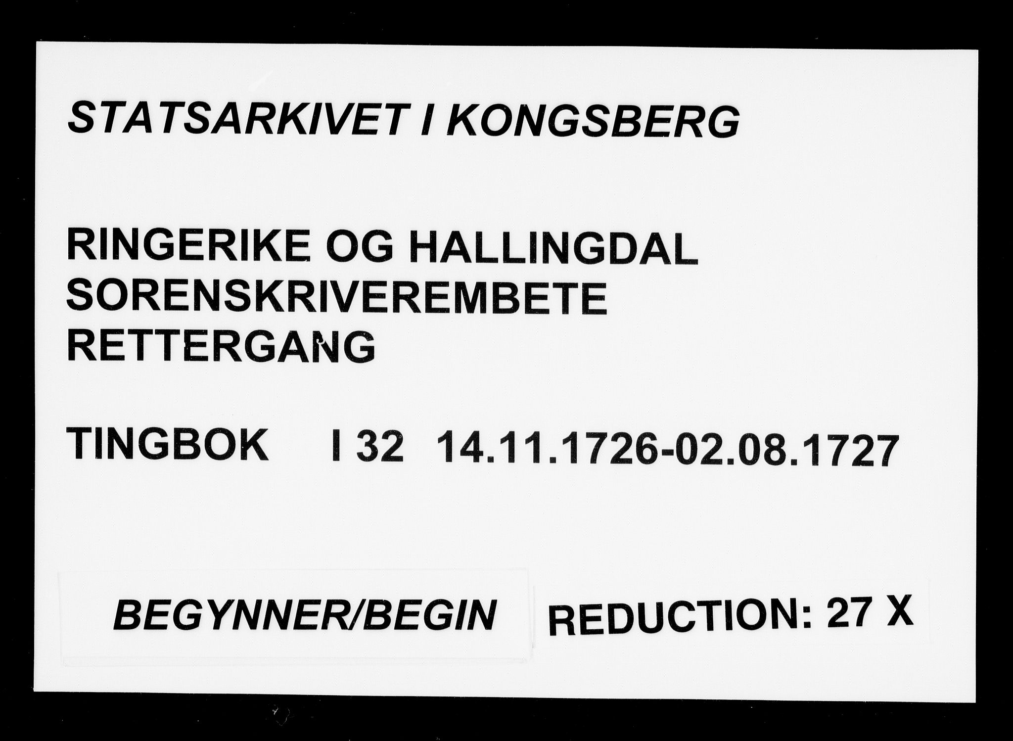 Ringerike og Hallingdal sorenskriveri, AV/SAKO-A-81/F/Fa/Faa/L0032: Tingbok, 1726-1727